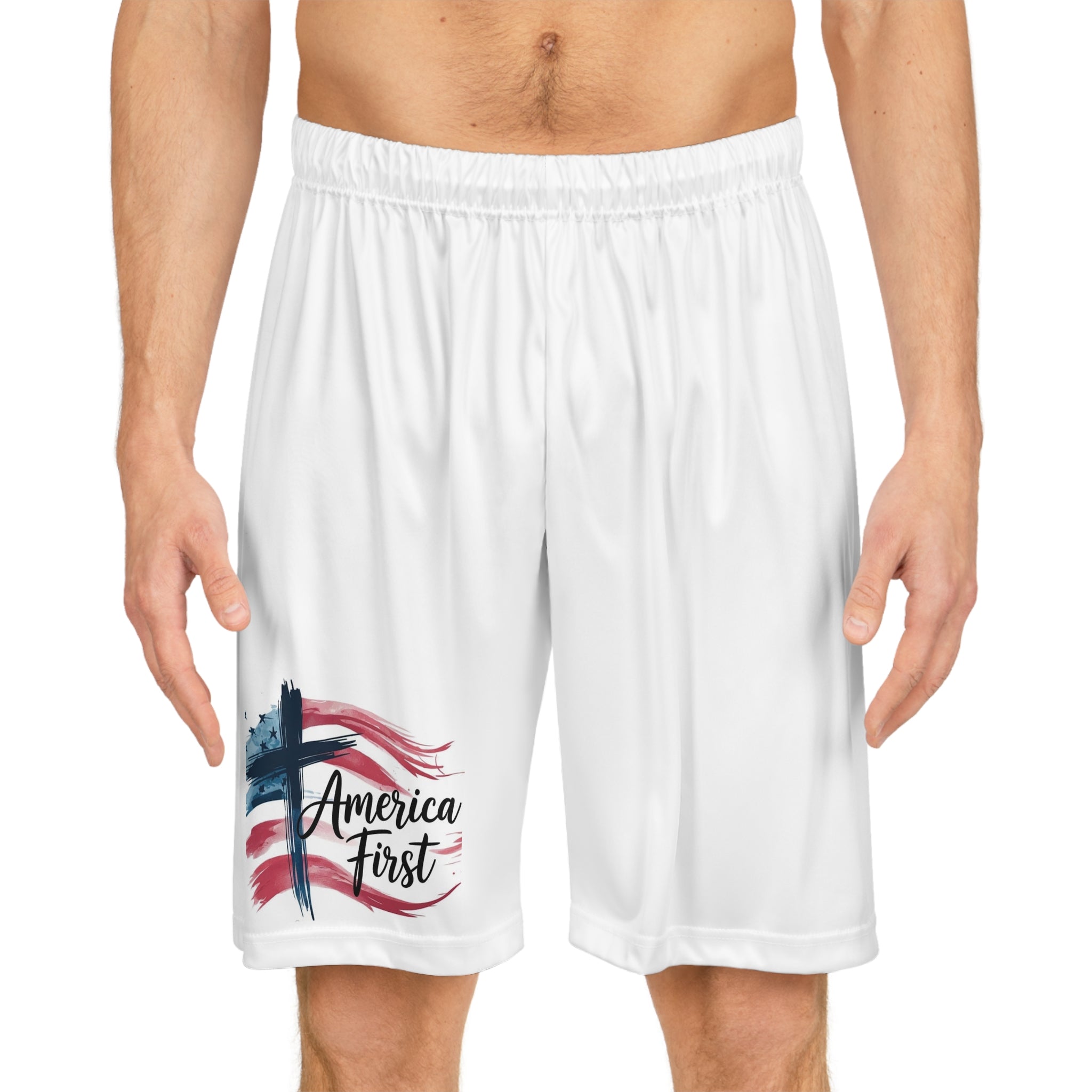 America First Basketball Shorts — Patriotic USA Flag Athletic Shorts