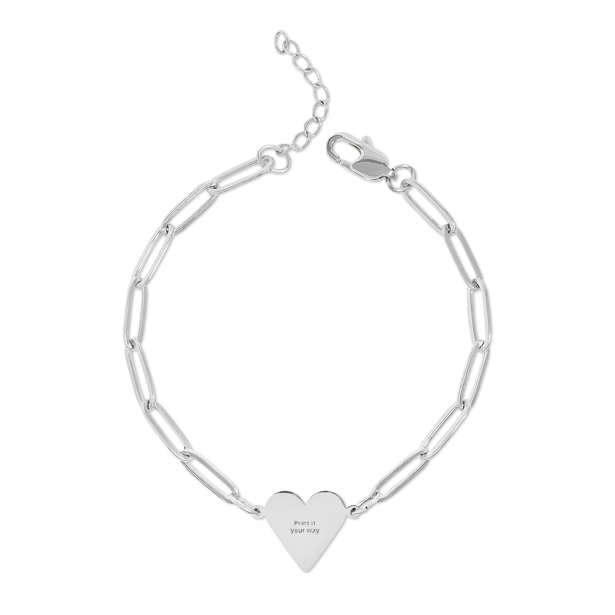 Engravable Paperclip Heart Bracelet — Personalized Gold/Rose Gold Chain