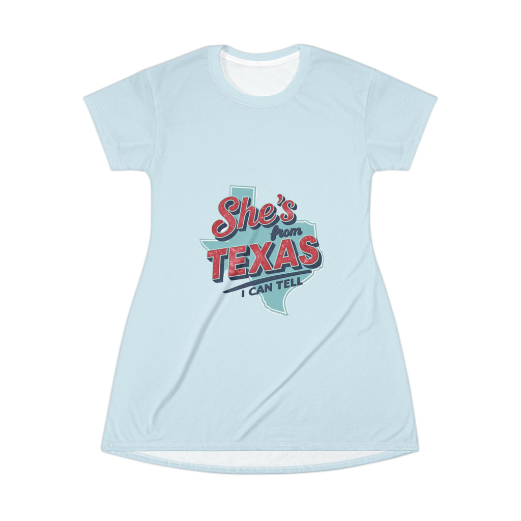 She's From Texas T‑Shirt Dress – Cute Texas Pride AOP Dress