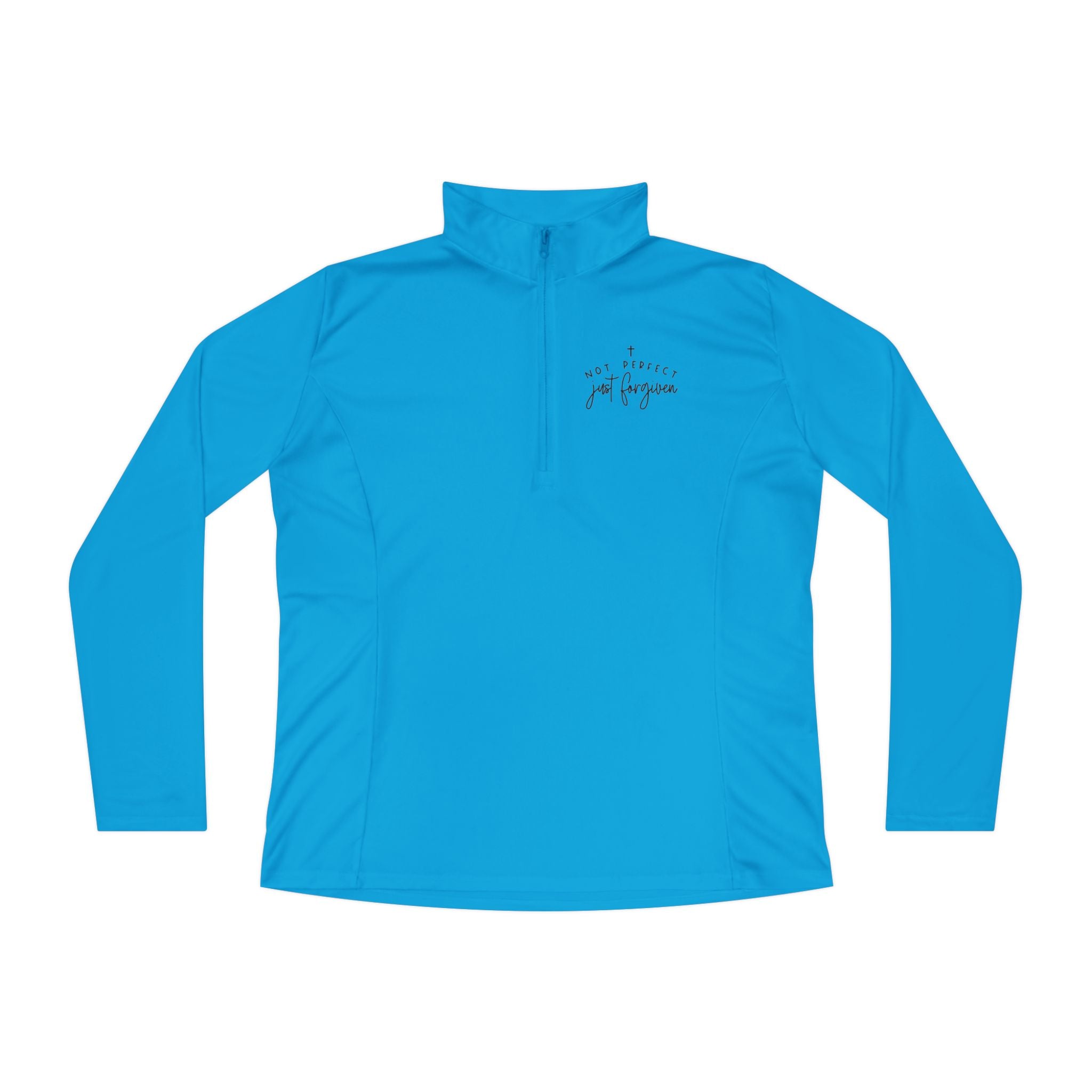Ladies Quarter-Zip Pullover — Minimal Script "be brave, be you" Athletic Pullover