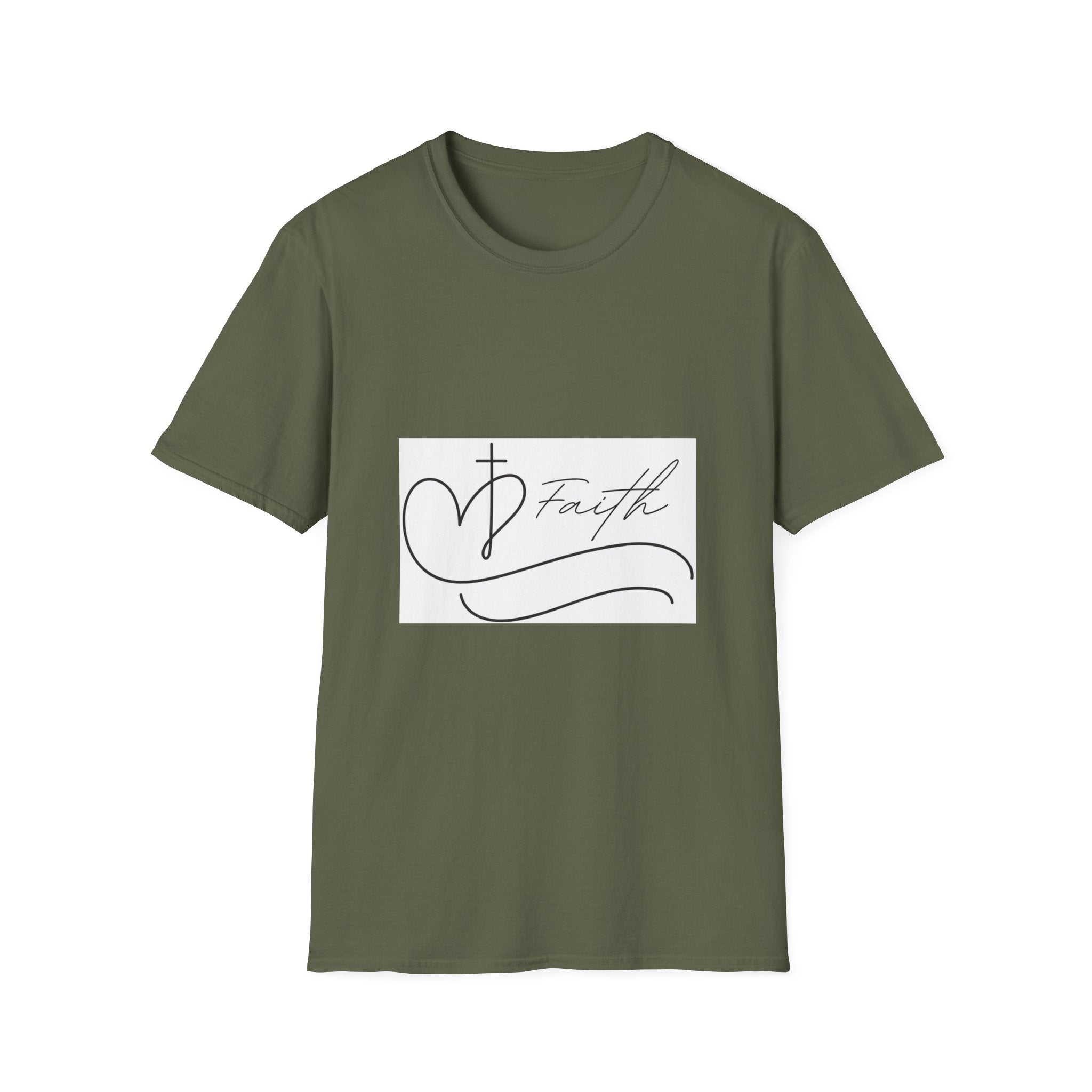 Faith Script T-Shirt — Heart Cross Design