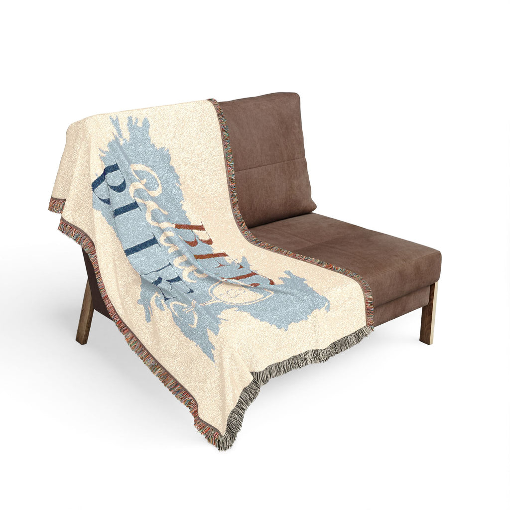 Woven Blanket — "Bed Wine Blue" Decorative Throw for Wine Lovers