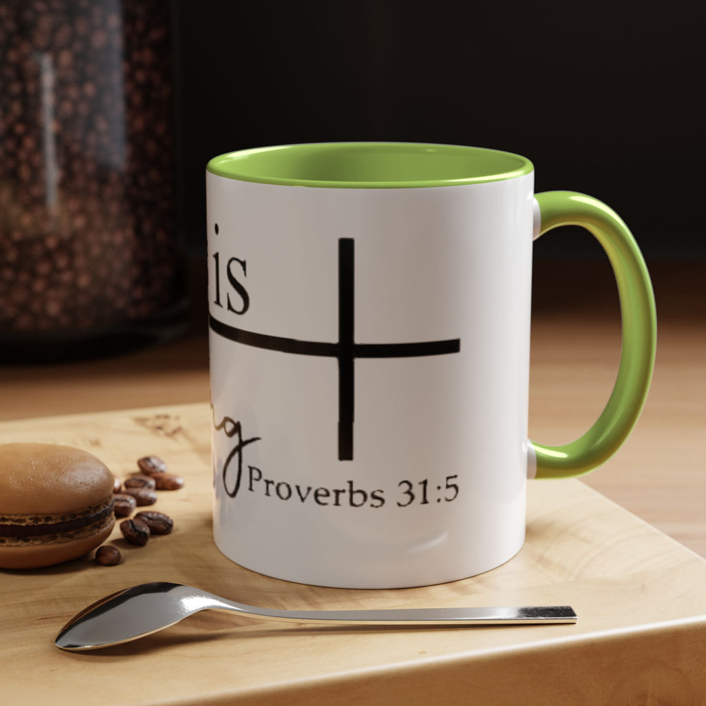 Proverbs 31:25 'She Is Strong' Accent Coffee Mug — Inspirational Christian Gift