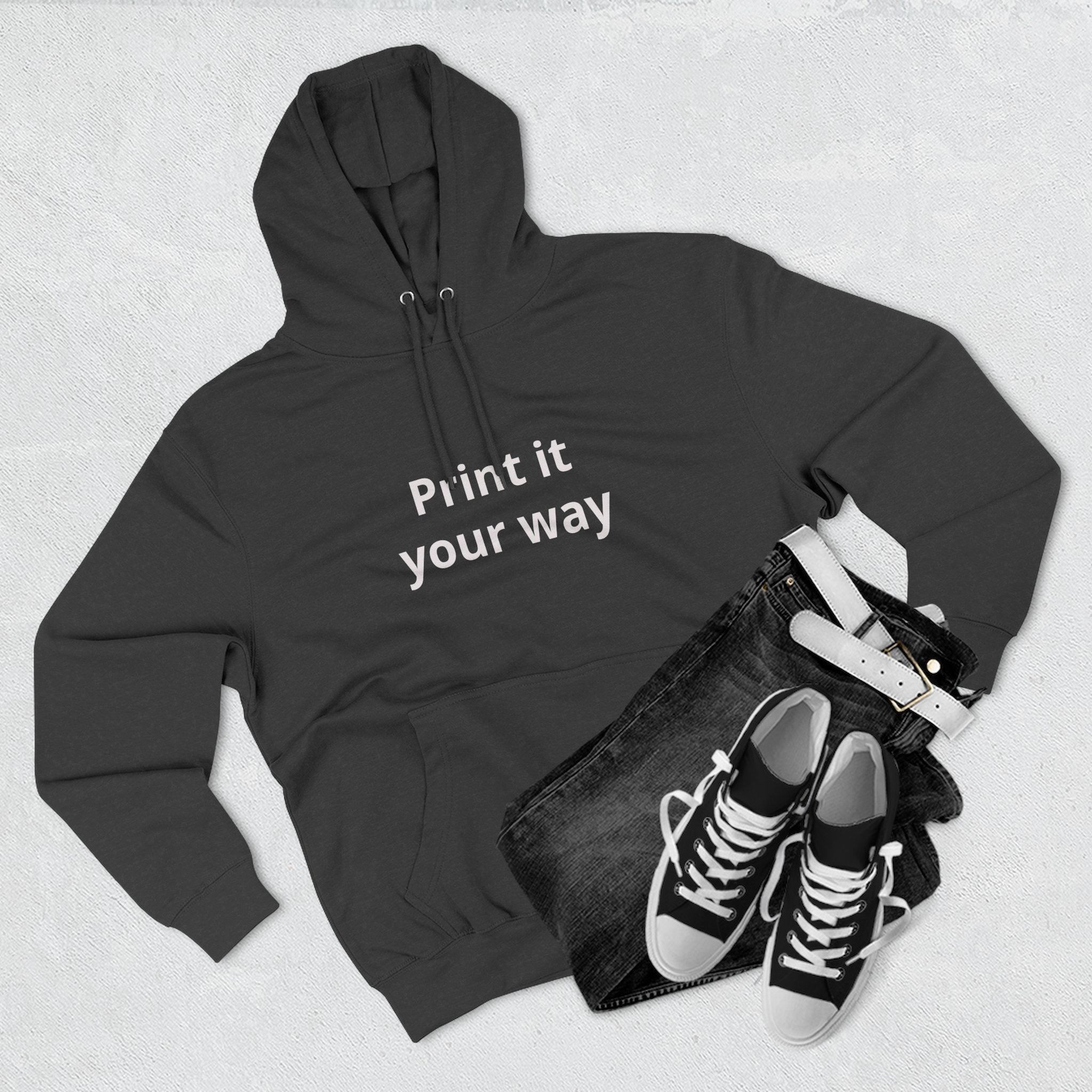 Blank White Hoodie — Customizable Three-Panel Fleece Pullover