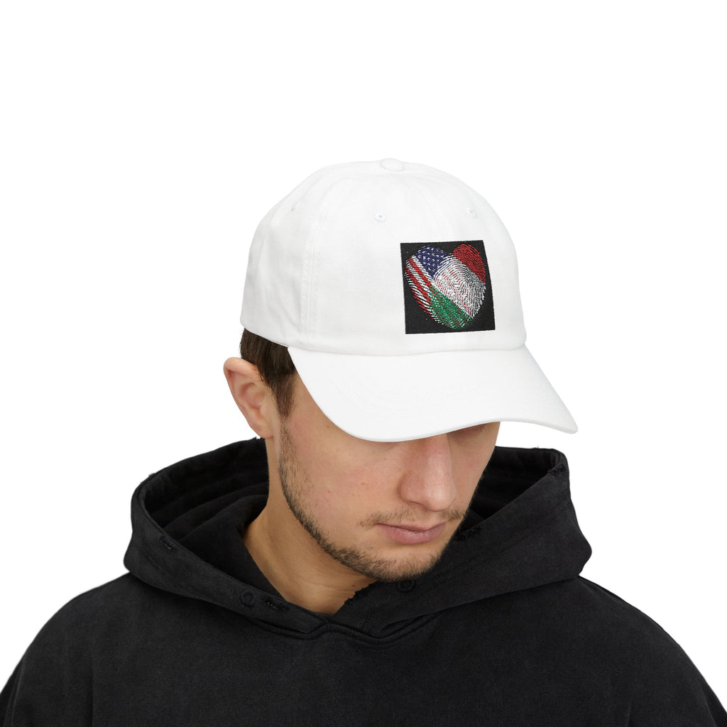 Dad Cap with USA & Italy  Heart Patch – Flag Love Baseball Hat