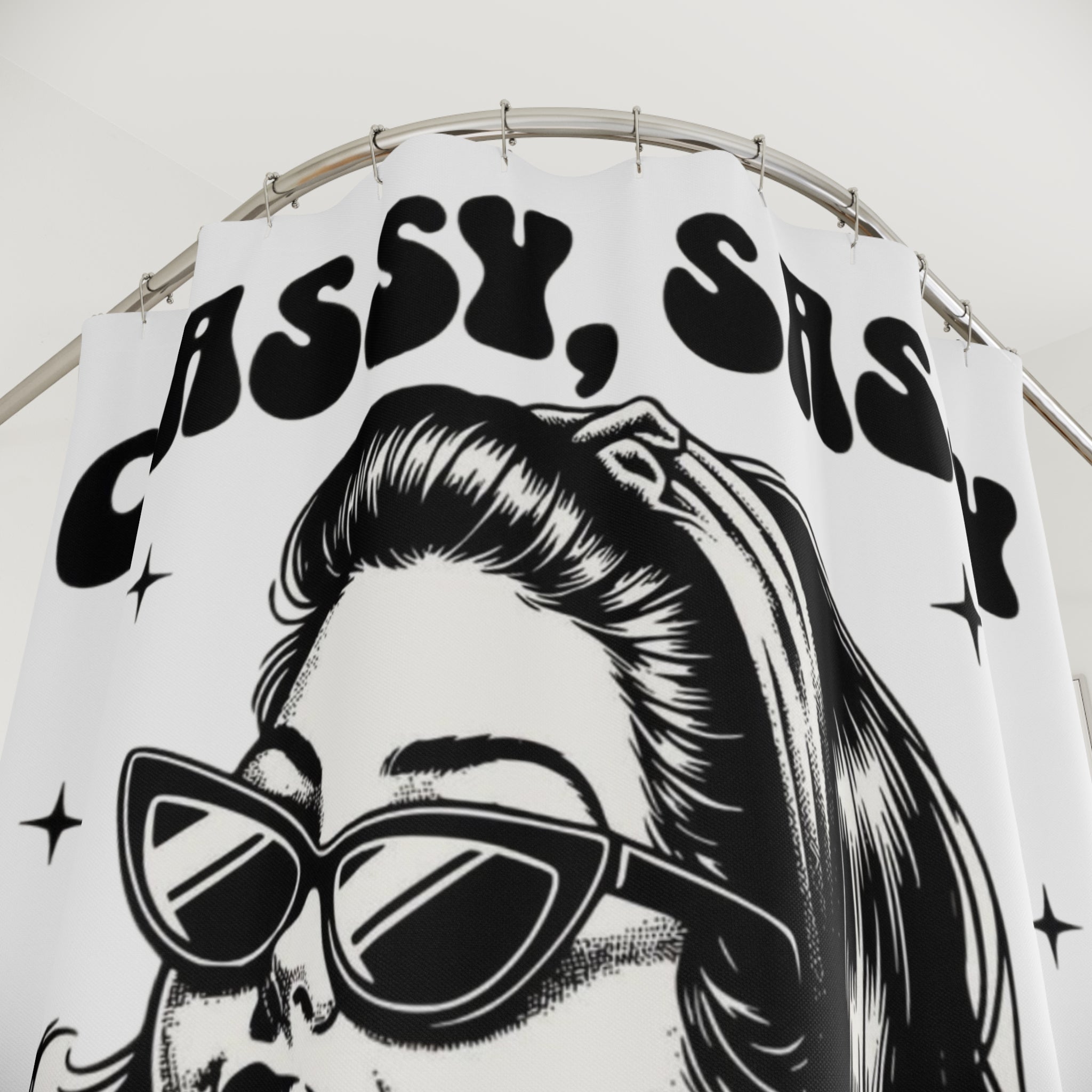 Classy, Sassy & a Little Bad Assy Shower Curtain — Retro Pin-Up Bathroom Decor