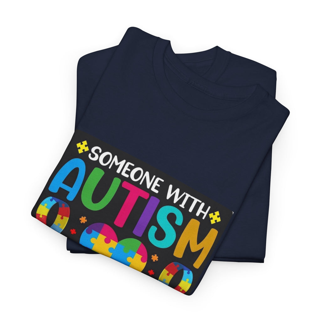 Autism Awareness T-Shirt — “Someone With Autism Lights Up My World” Colorful Puzzle Tee