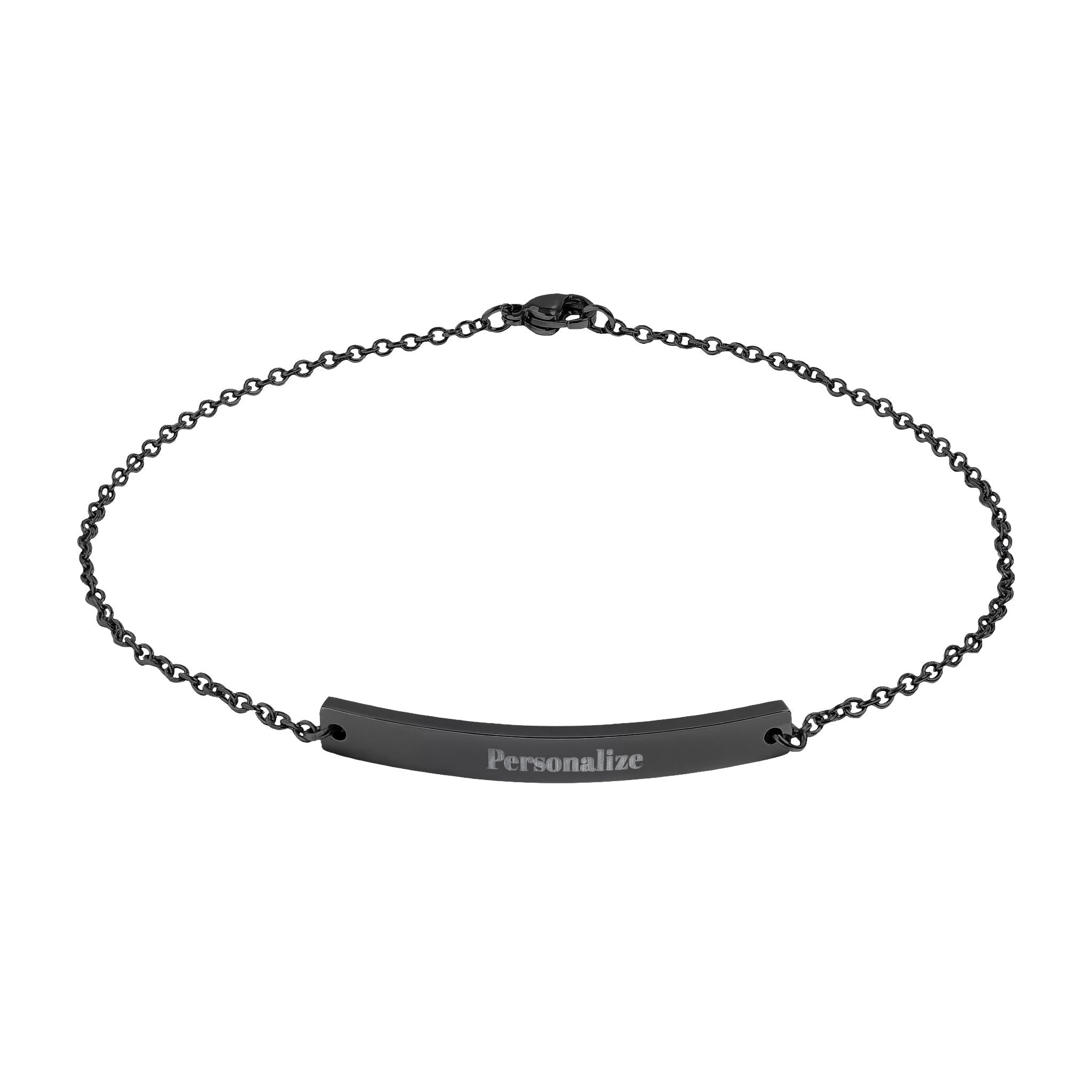 Engravable Curved Bar Anklet — Personalized Minimalist Anklet (Custom Text)