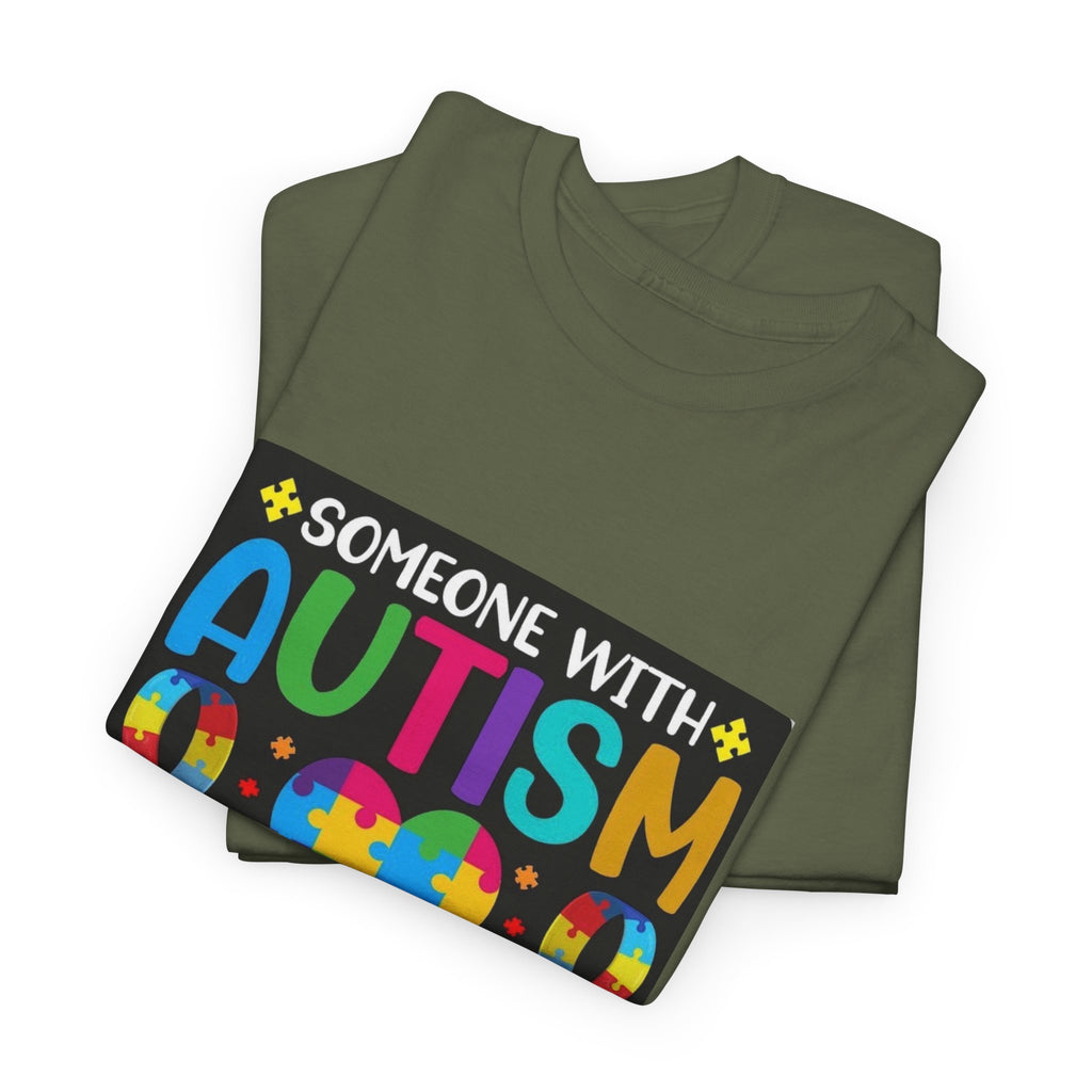 Autism Awareness T-Shirt — “Someone With Autism Lights Up My World” Colorful Puzzle Tee