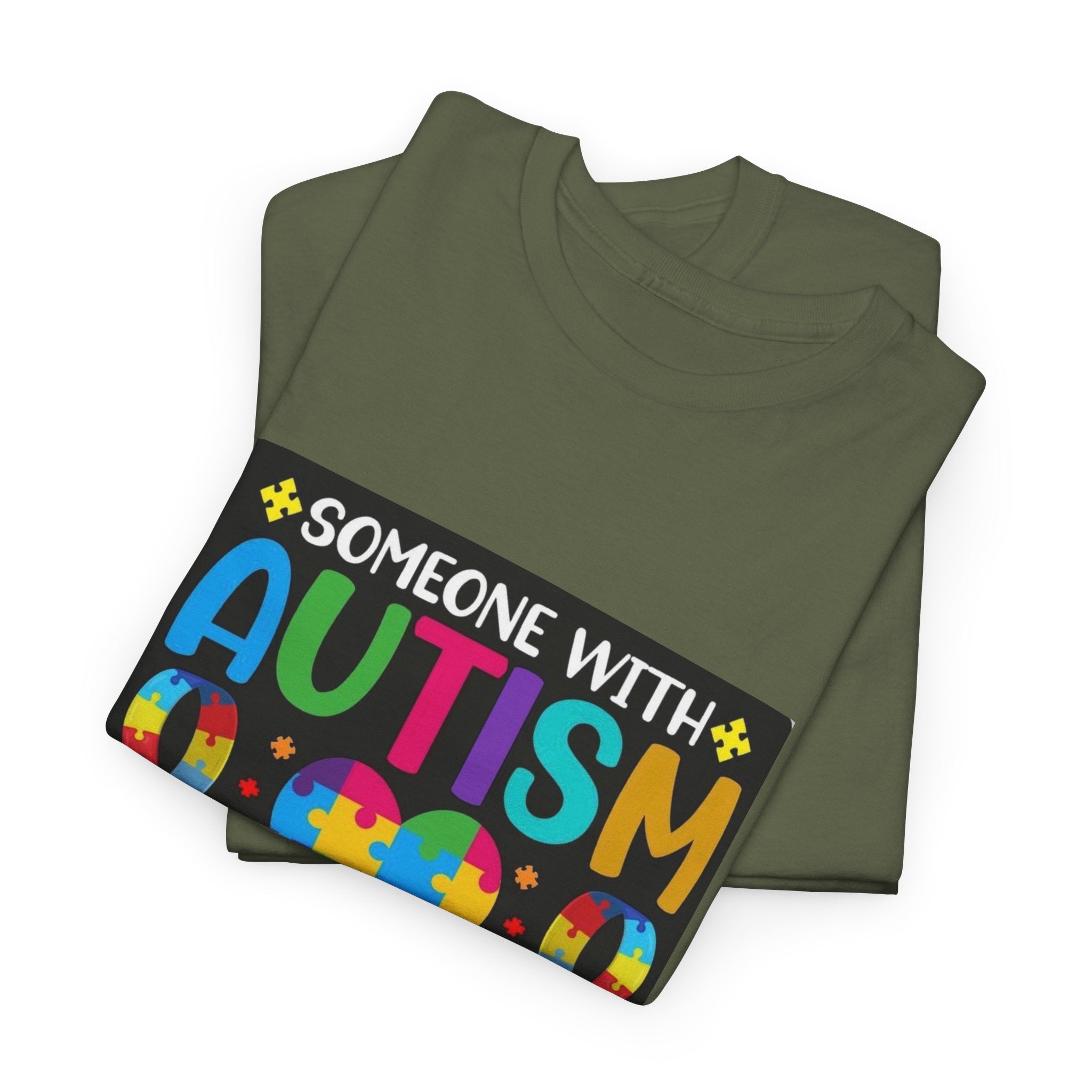 Autism Awareness T-Shirt — “Someone With Autism Lights Up My World” Colorful Puzzle Tee