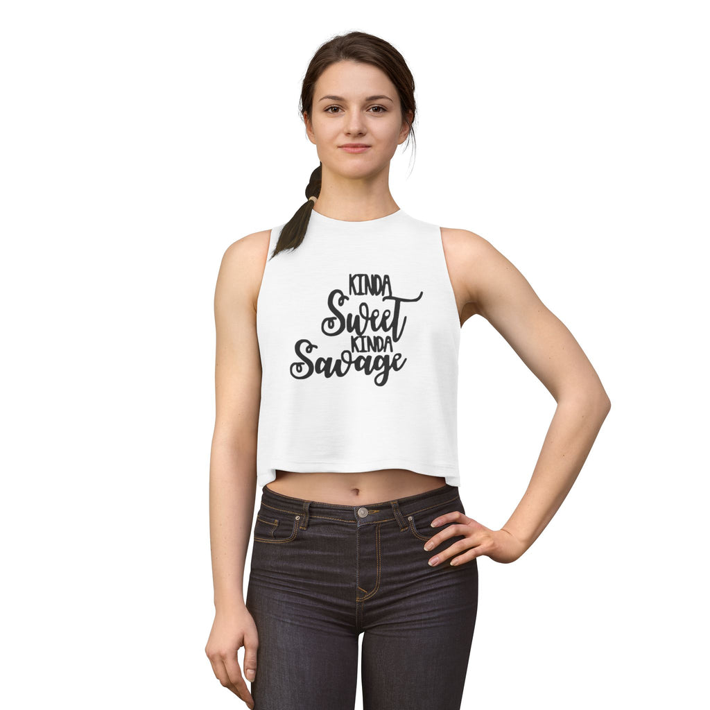 Crop Top — "Kinda Sweet Kinda Savage" Women's Flowy Cropped Tank