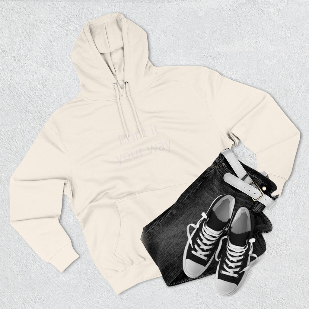 Blank White Hoodie — Customizable Three-Panel Fleece Pullover