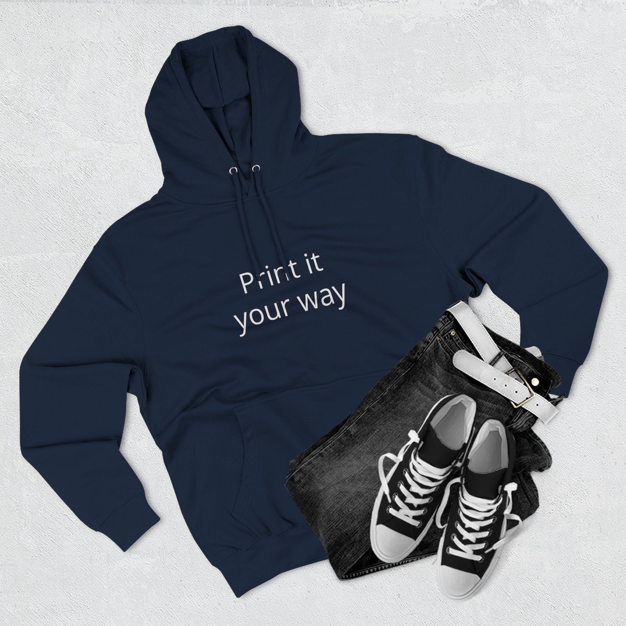 Blank White Hoodie — Customizable Three-Panel Fleece Pullover