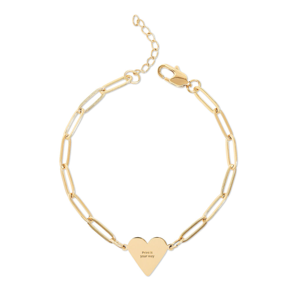 Engravable Paperclip Heart Bracelet — Personalized Gold/Rose Gold Chain