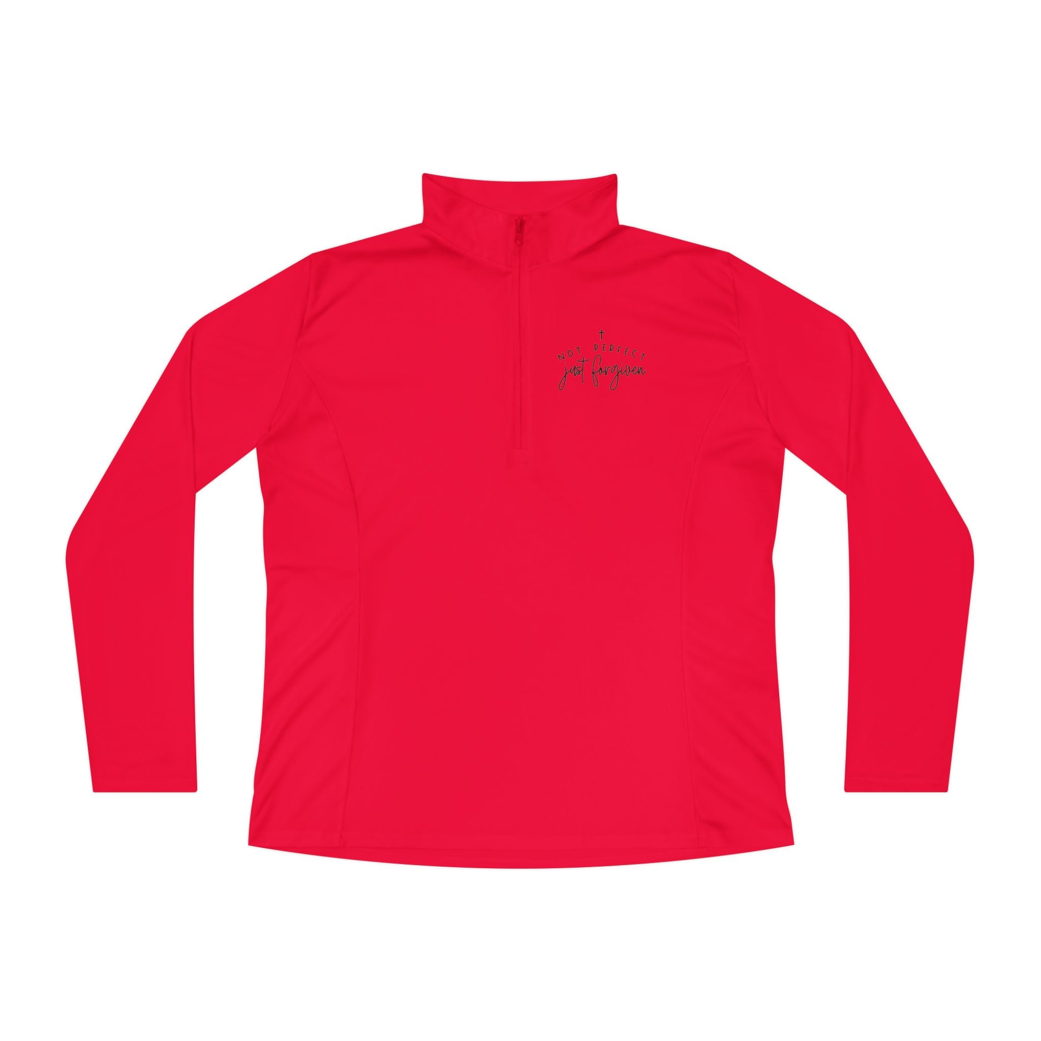 Ladies Quarter-Zip Pullover — Minimal Script "be brave, be you" Athletic Pullover