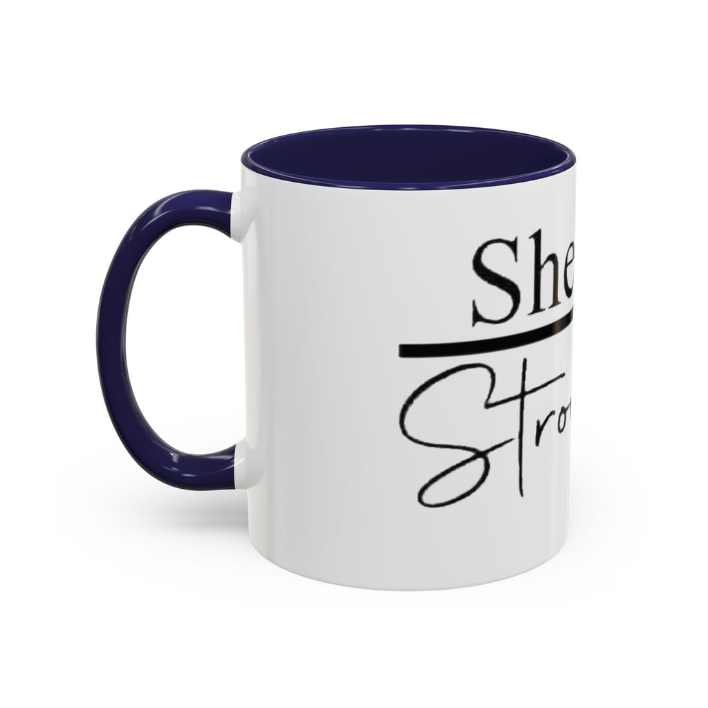 Proverbs 31:25 'She Is Strong' Accent Coffee Mug — Inspirational Christian Gift