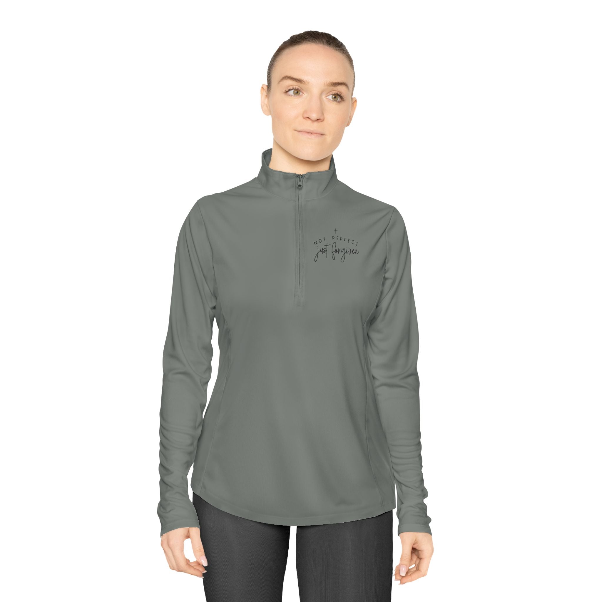 Ladies Quarter-Zip Pullover — Minimal Script "be brave, be you" Athletic Pullover