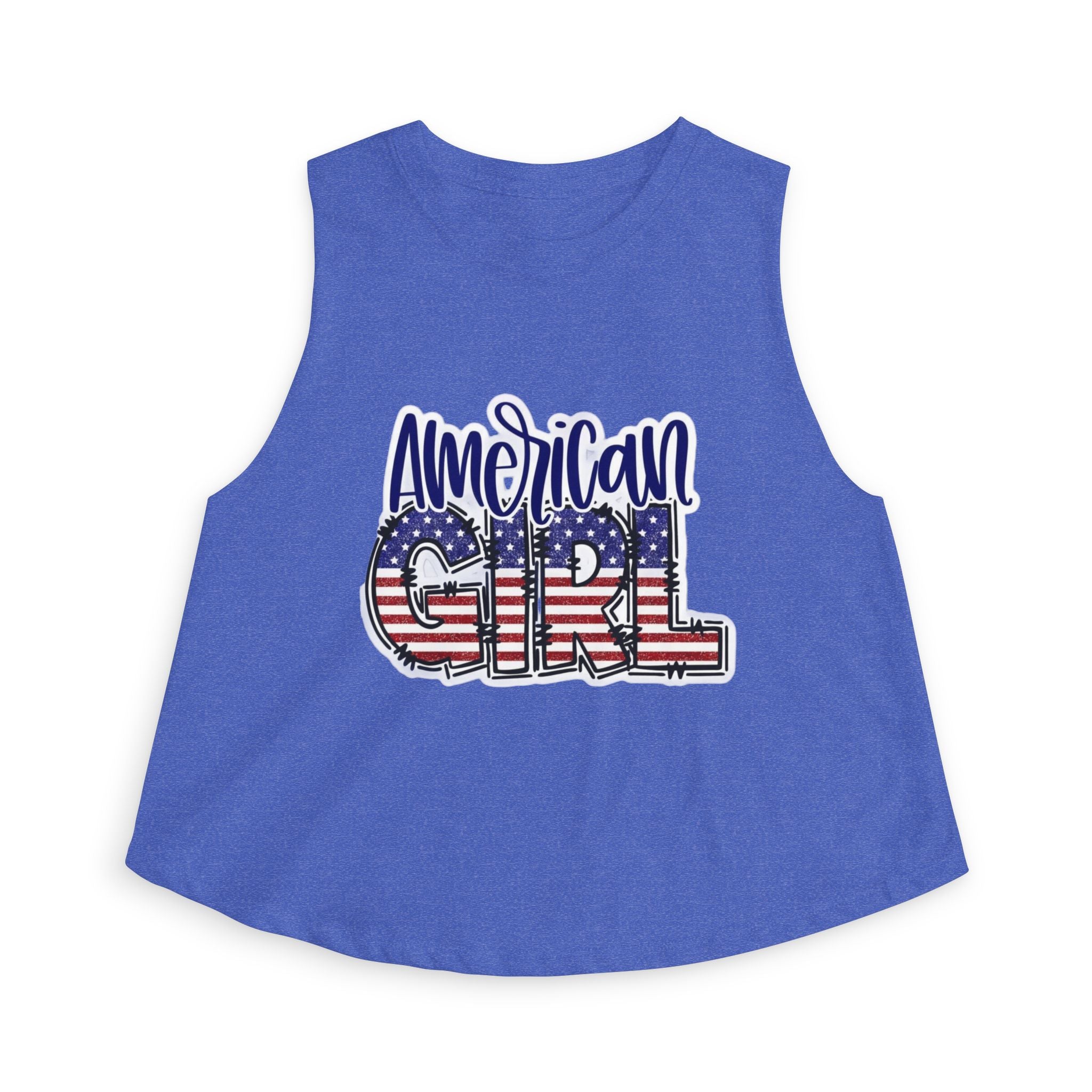 American Girl Crop Top — Patriotic USA Flag Graphic Tank for Women
