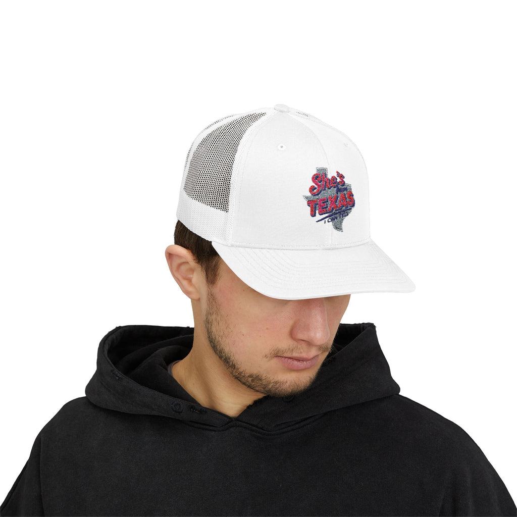 She's Texas Snapback Trucker Cap — Floral Texas State Logo Hat