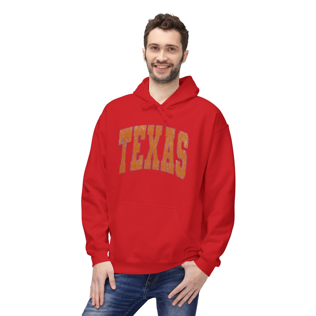 Texas Arch Hoodie — Vintage burnt orange college pullover