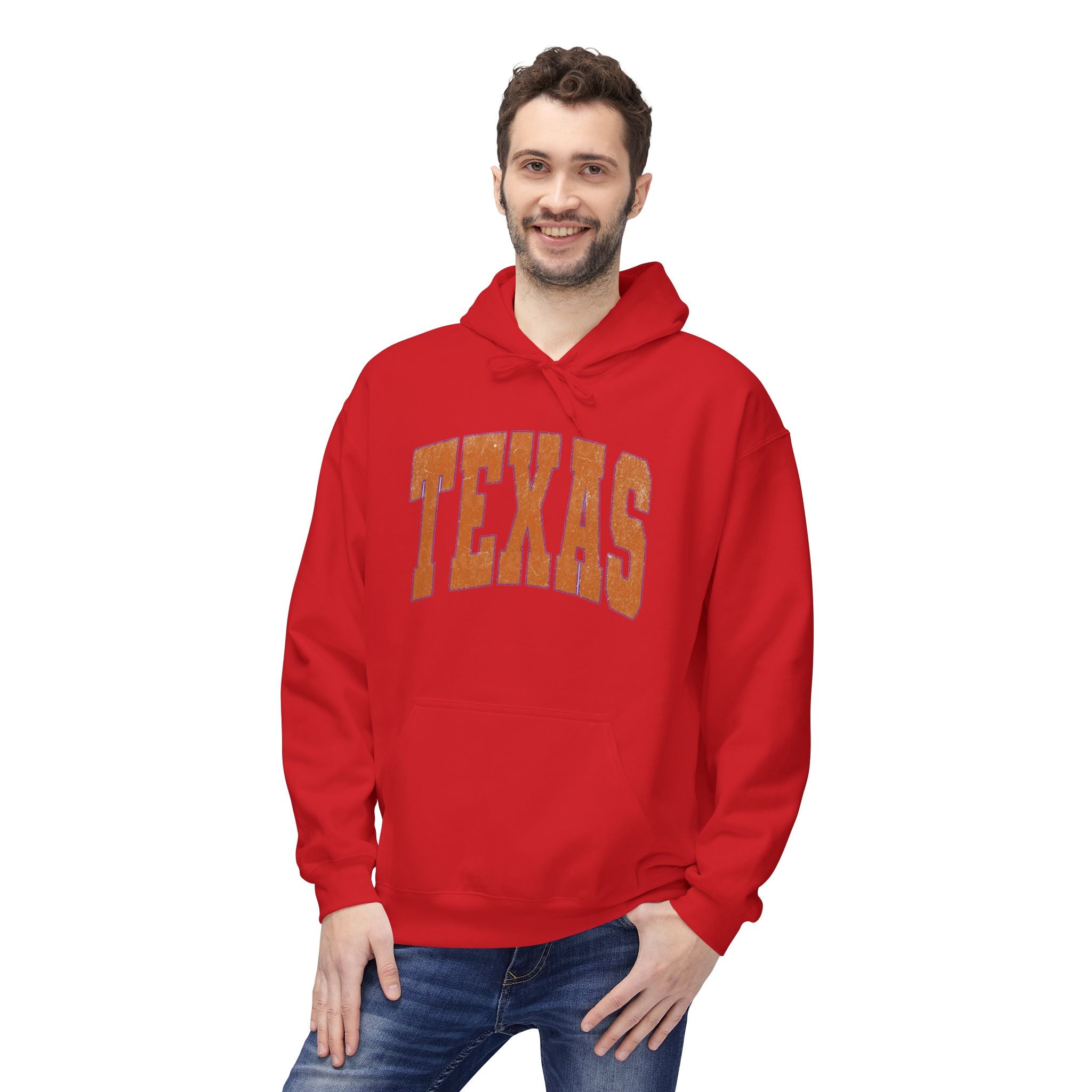 Texas Arch Hoodie — Vintage burnt orange college pullover