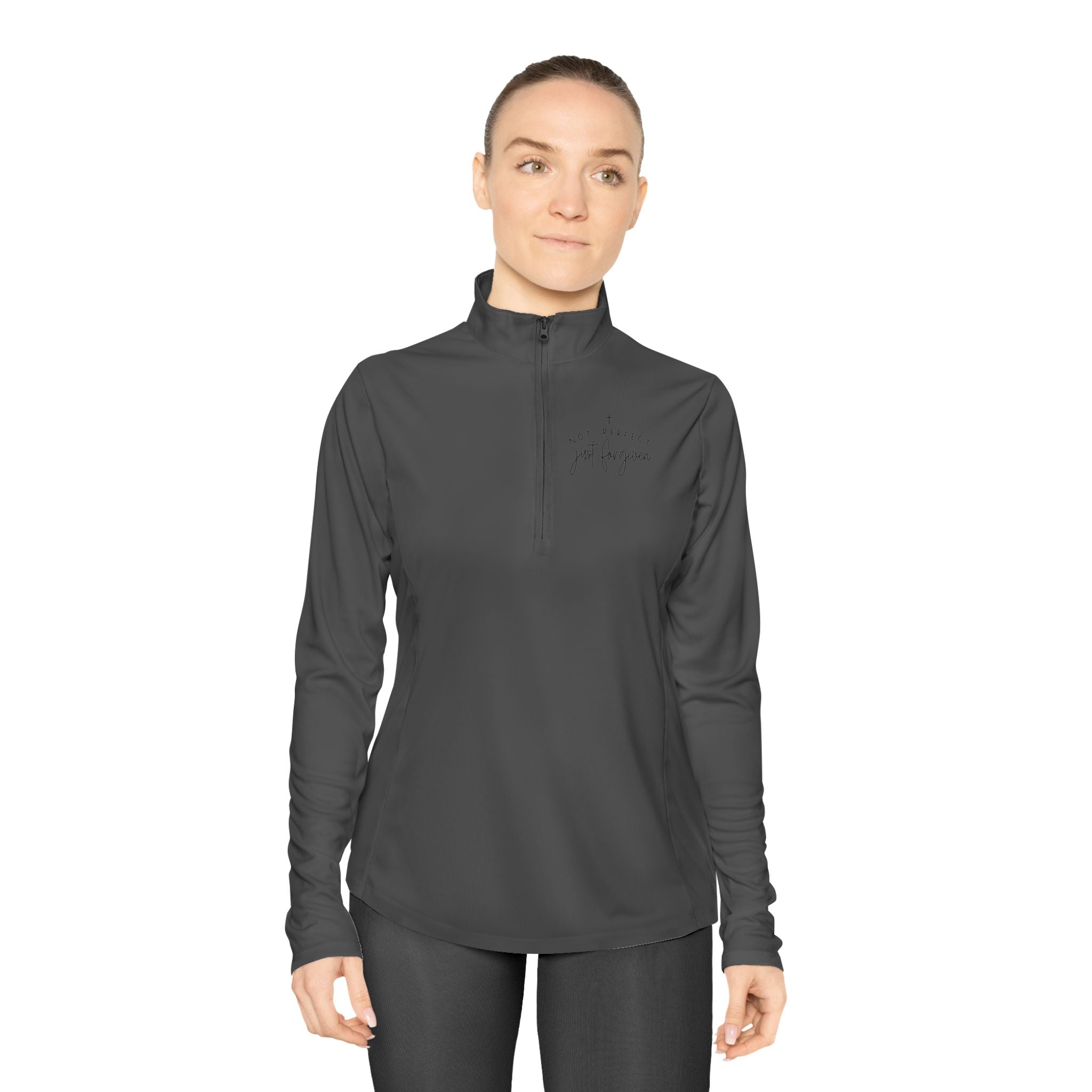 Ladies Quarter-Zip Pullover — Minimal Script "be brave, be you" Athletic Pullover