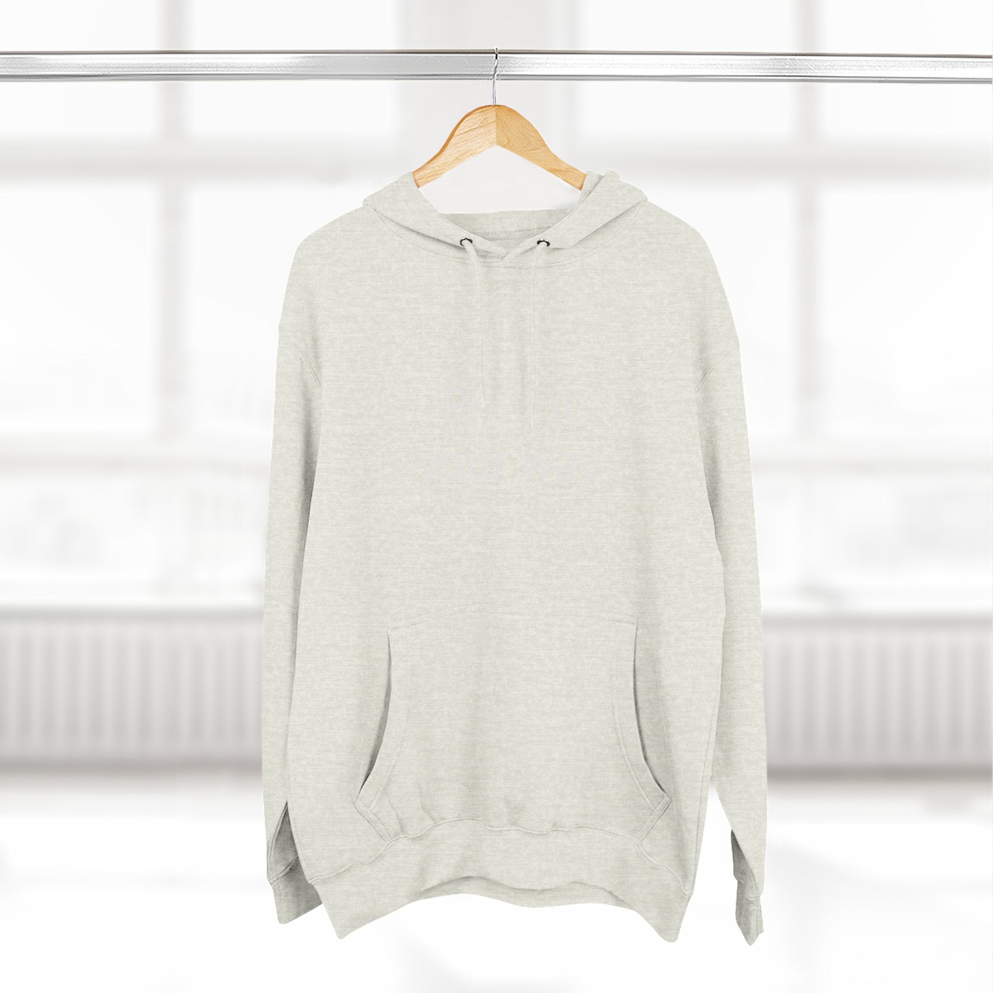 Blank White Hoodie — Customizable Three-Panel Fleece Pullover