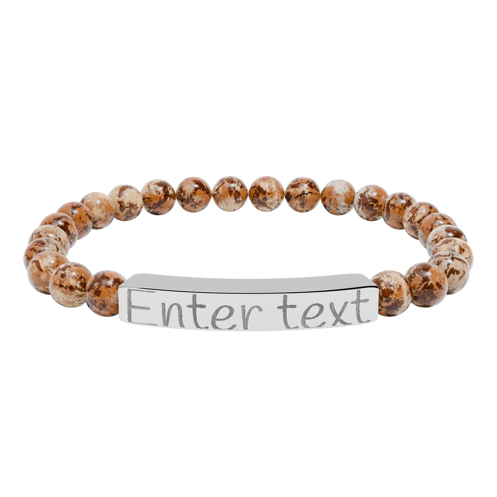 Natural Stone Stretch Bar Bracelet (Engraving)