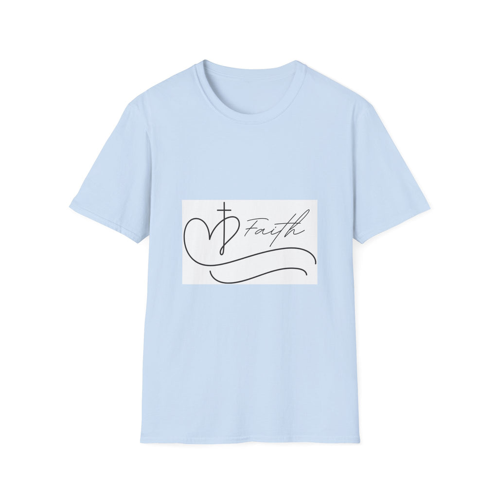 Faith Script T-Shirt — Heart Cross Design