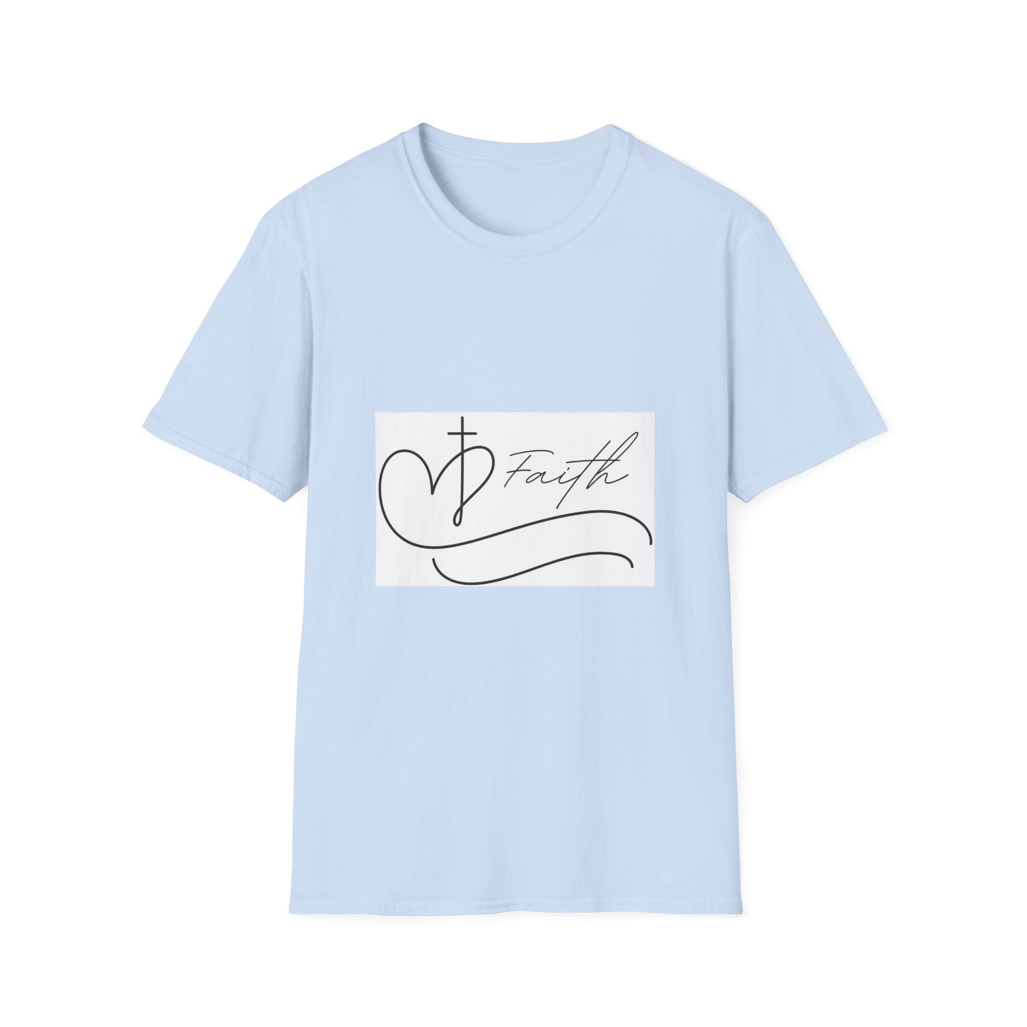 Faith Script T-Shirt — Heart Cross Design