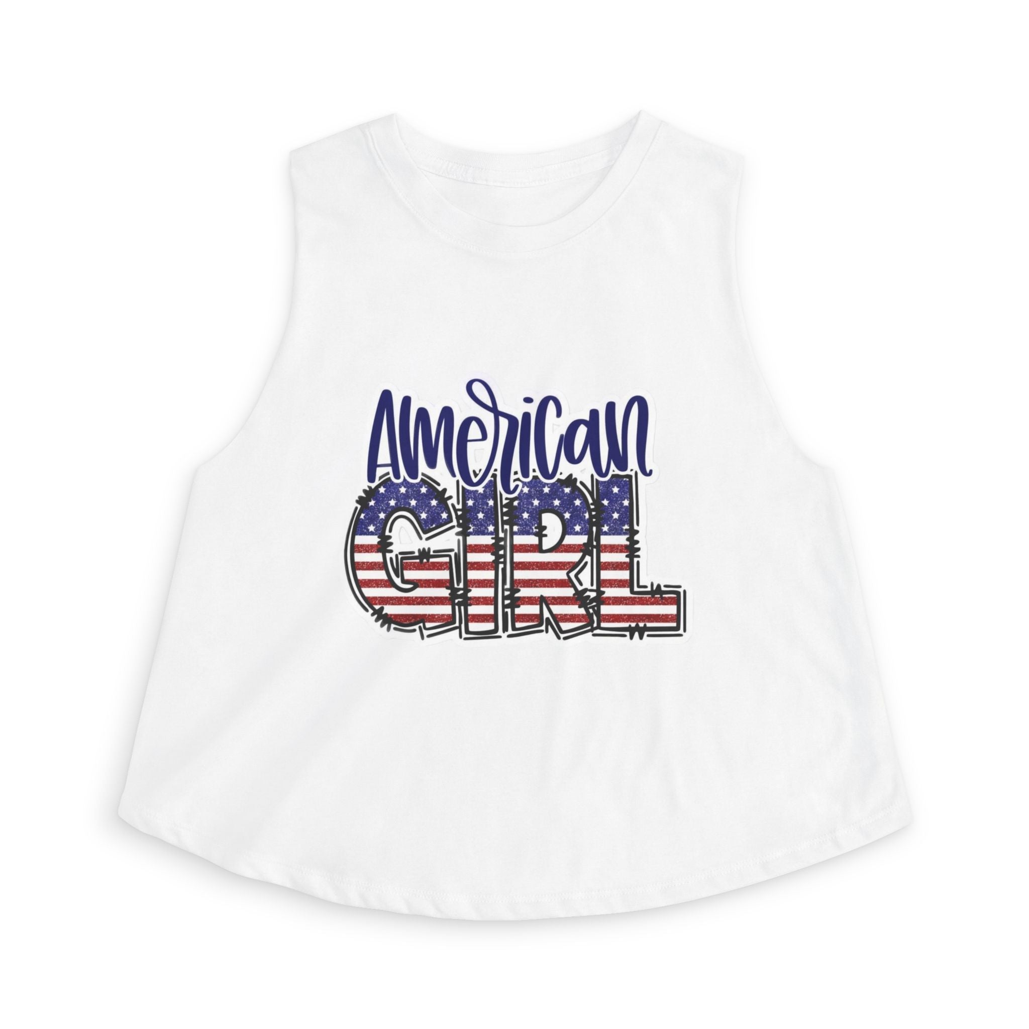 American Girl Crop Top — Patriotic USA Flag Graphic Tank for Women
