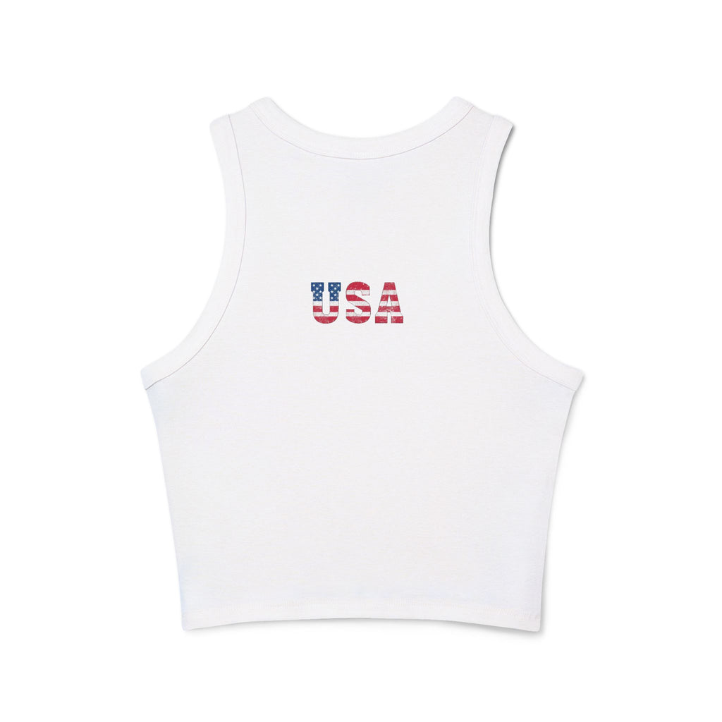 Women's USA Graphic Racer Tank Top — American Apparel Co. 1990 Crop