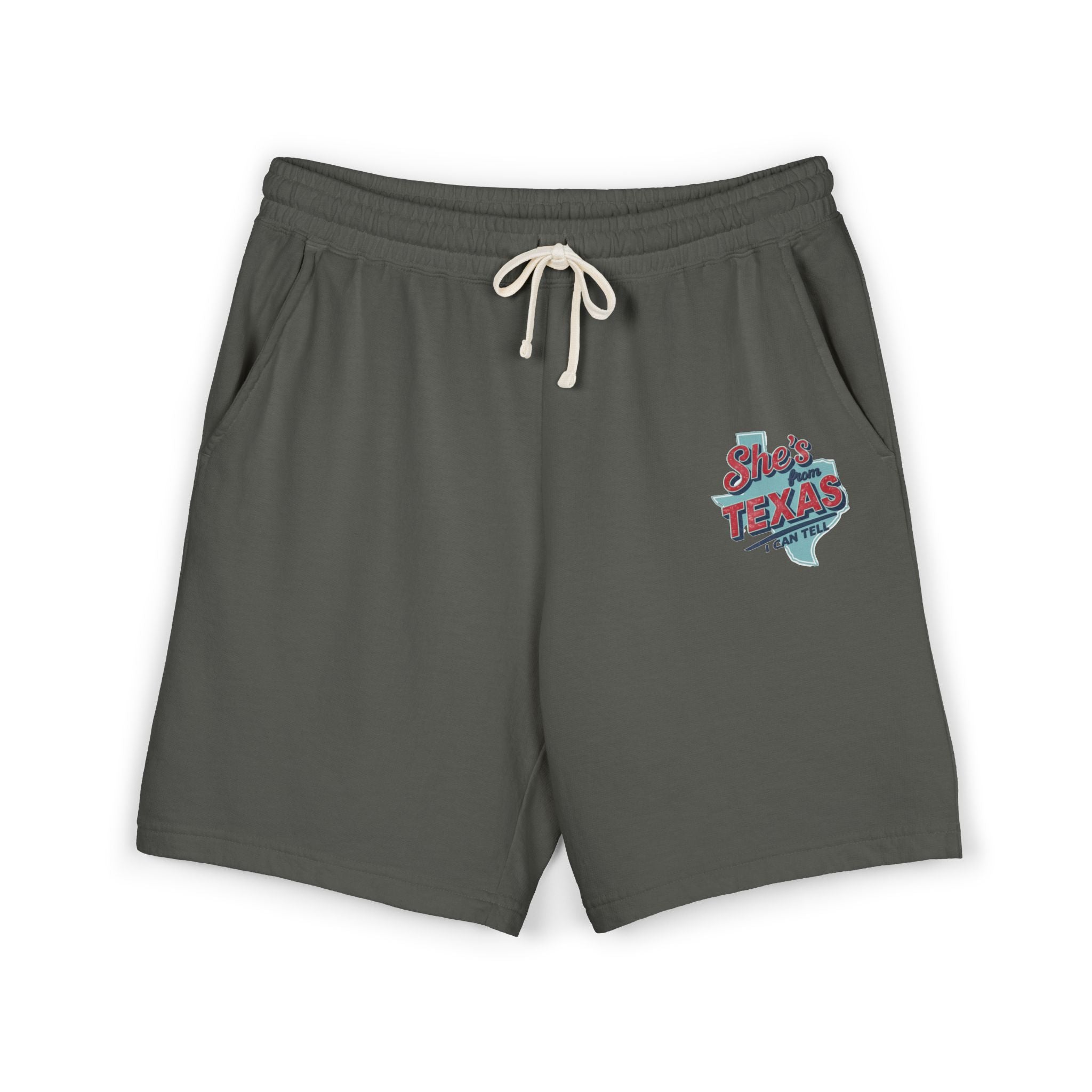 She’s From Texas Fleece Sweat Shorts — Lightweight Garment-Dyed Lounge Shorts