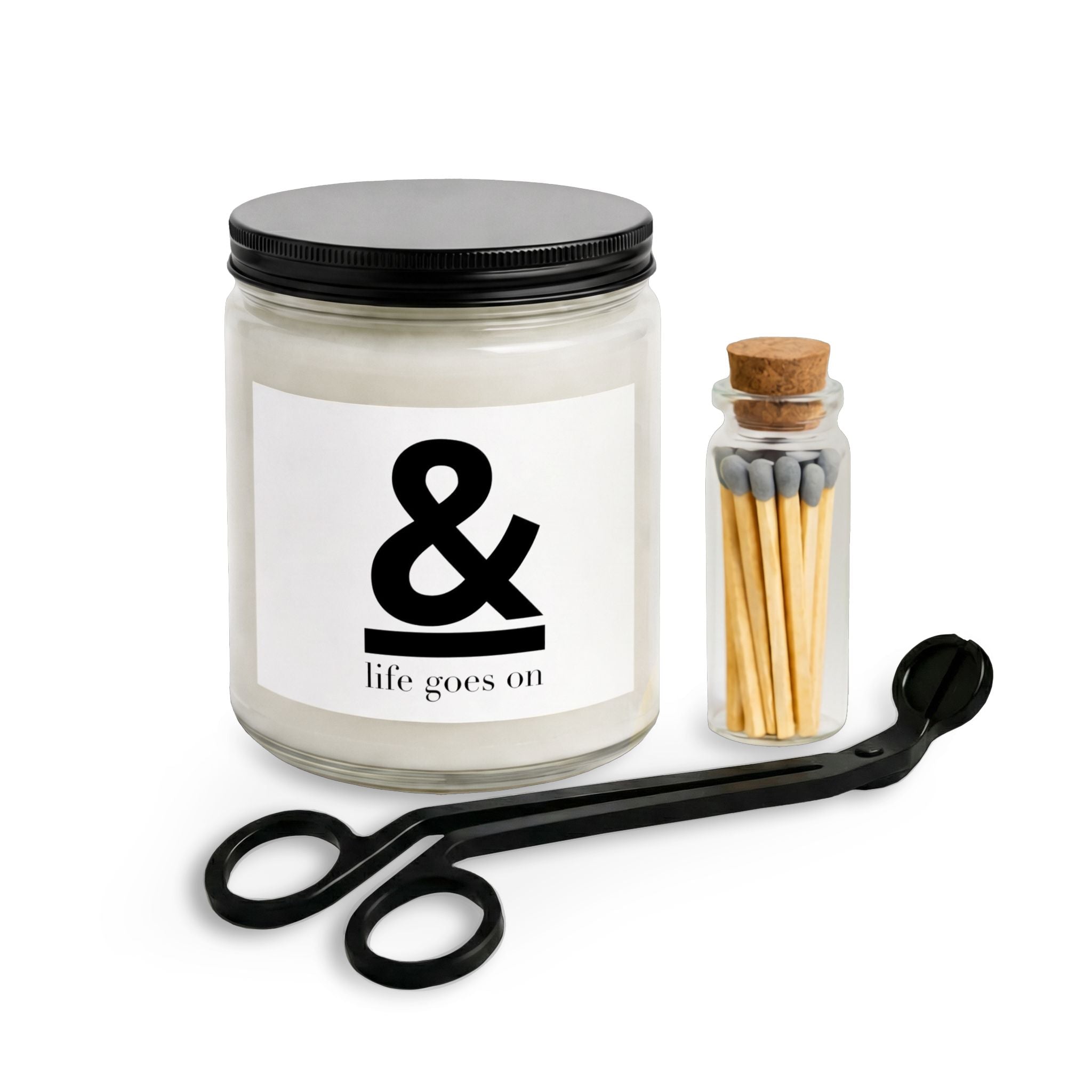Life Goes On Candle Set — Scented Jar Candle with Matches & Wick Trimmer