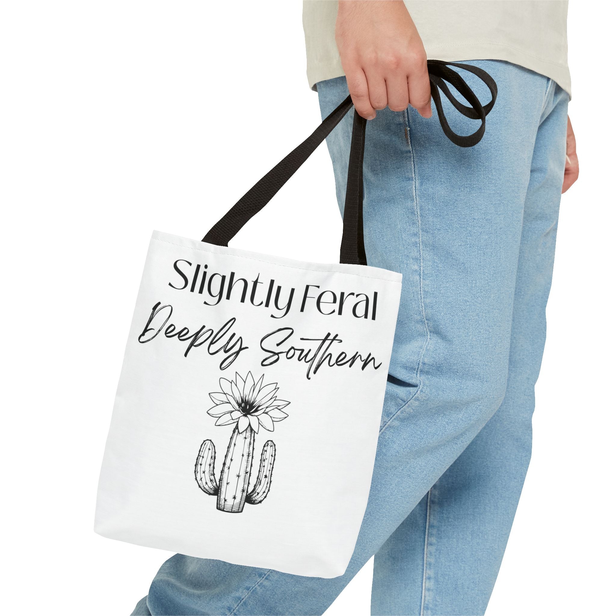 Slightly Feral Deeply Southern Tote Bag — Cactus Floral Cotton Shopping Tote