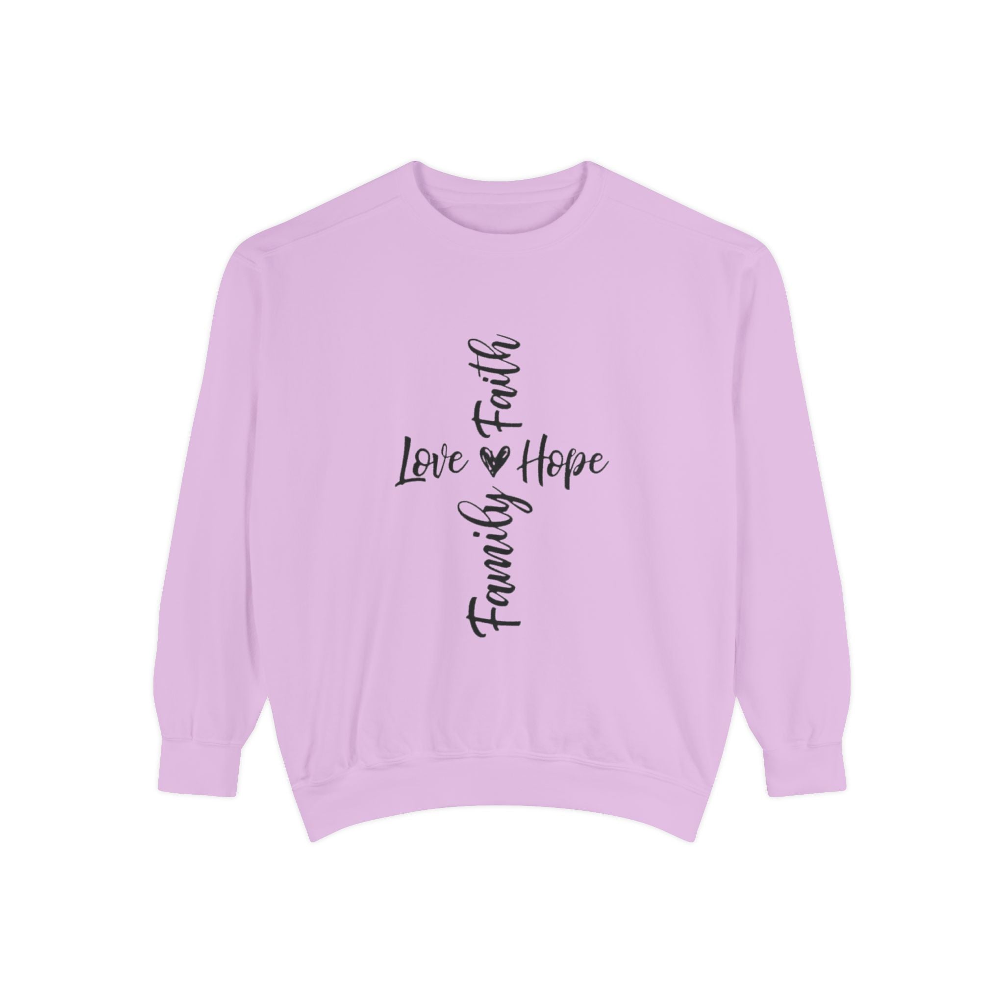 Faith Love Hope Family Sweatshirt – Vertical Script Cross Design