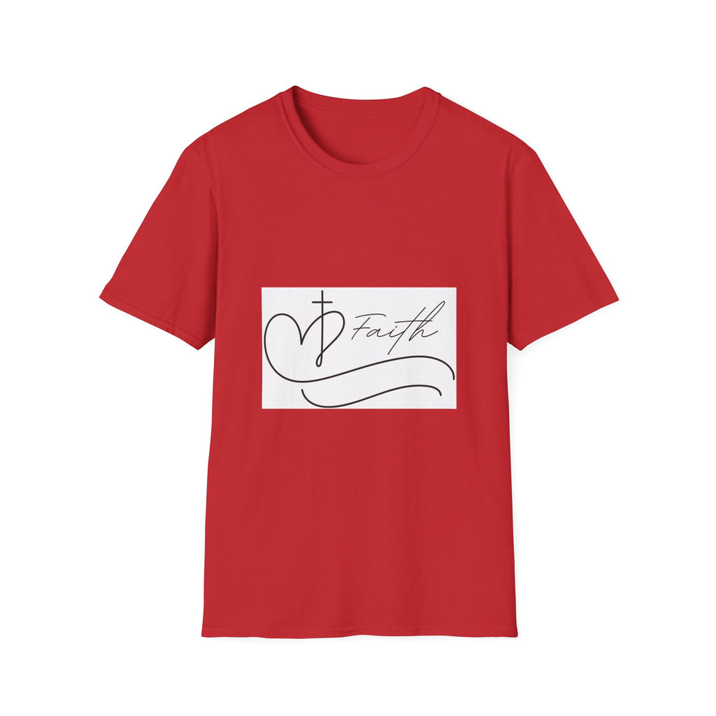 Faith Script T-Shirt — Heart Cross Design