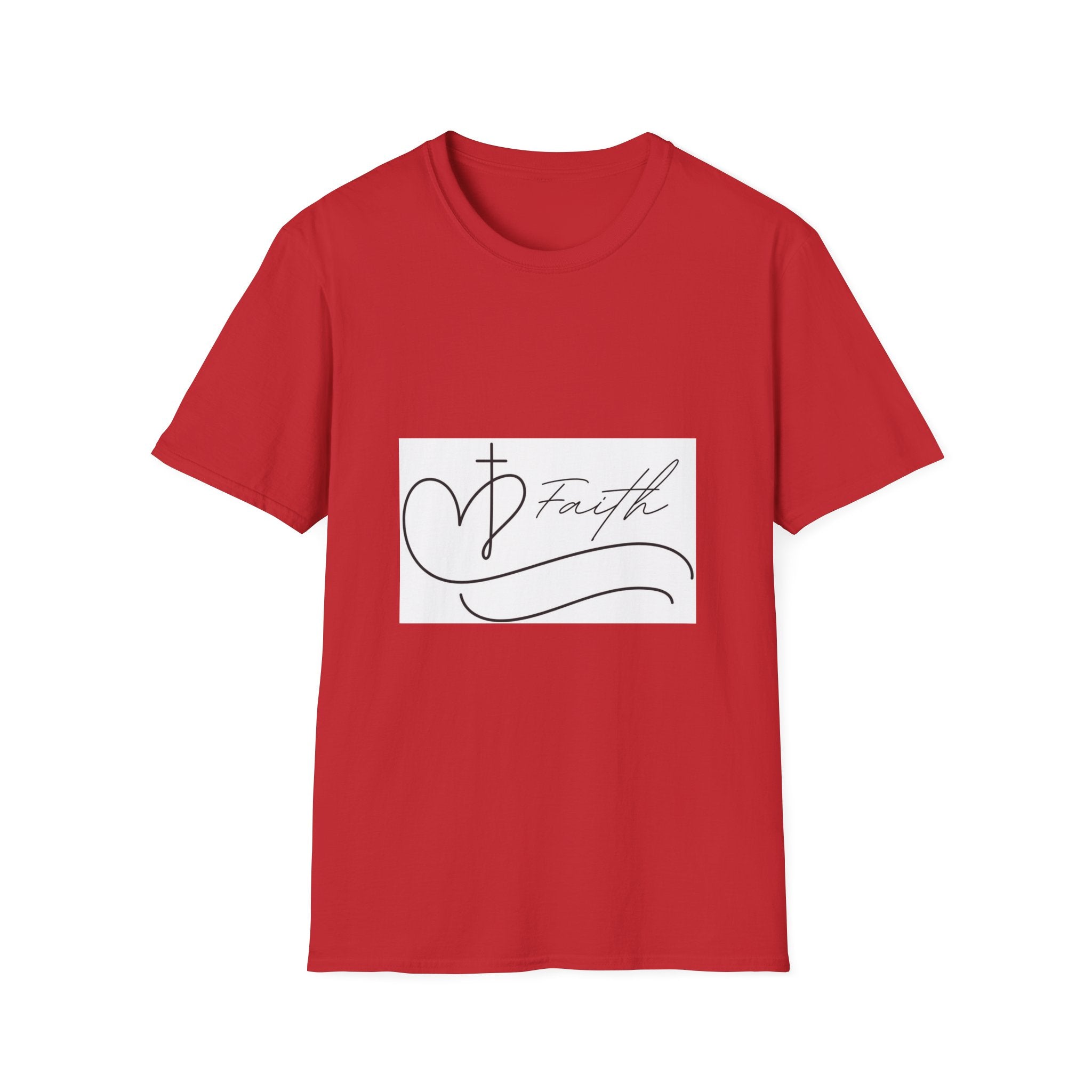 Faith Script T-Shirt — Heart Cross Design