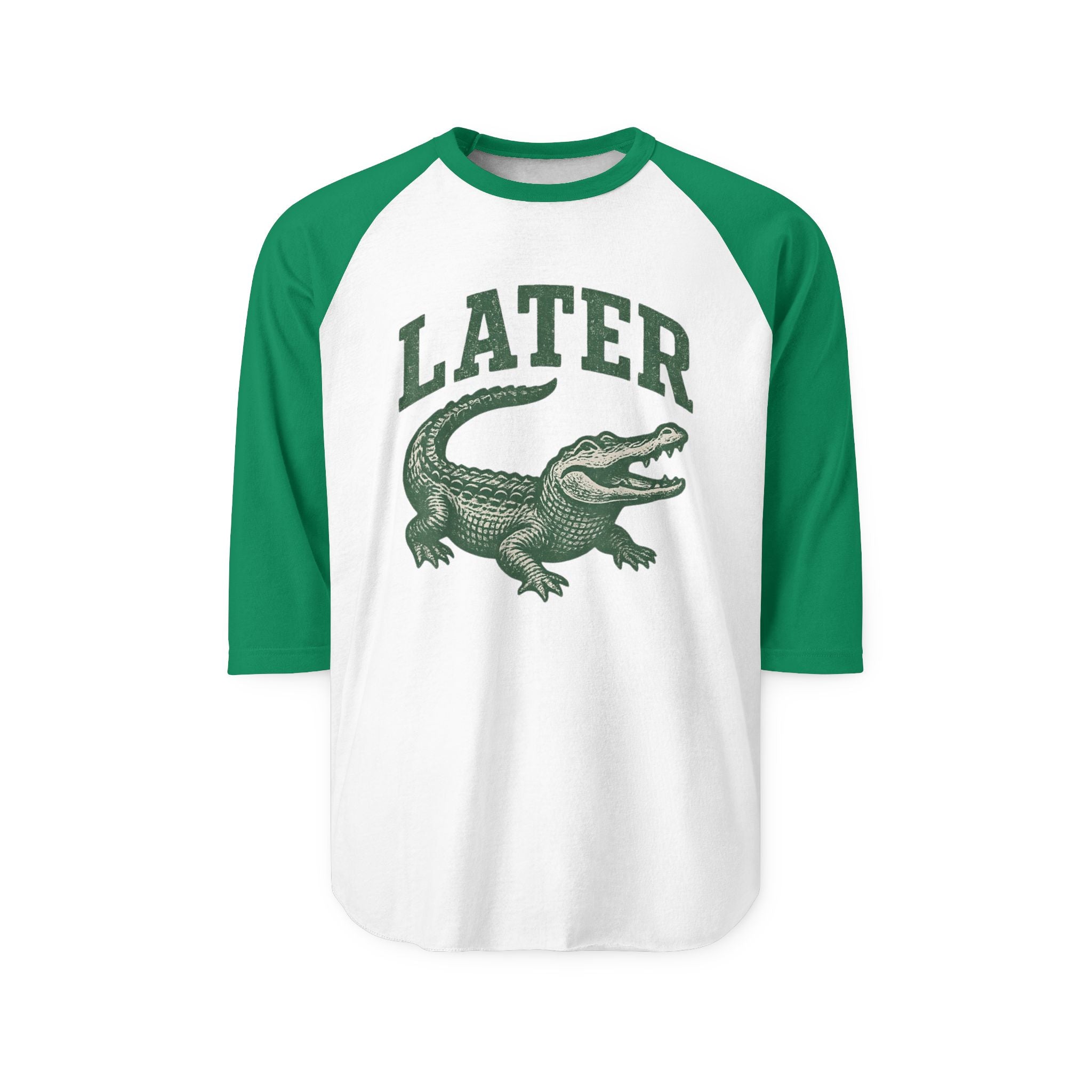 Later Alligator Raglan Shirt — Vintage Crocodile Graphic 3/4 Sleeve