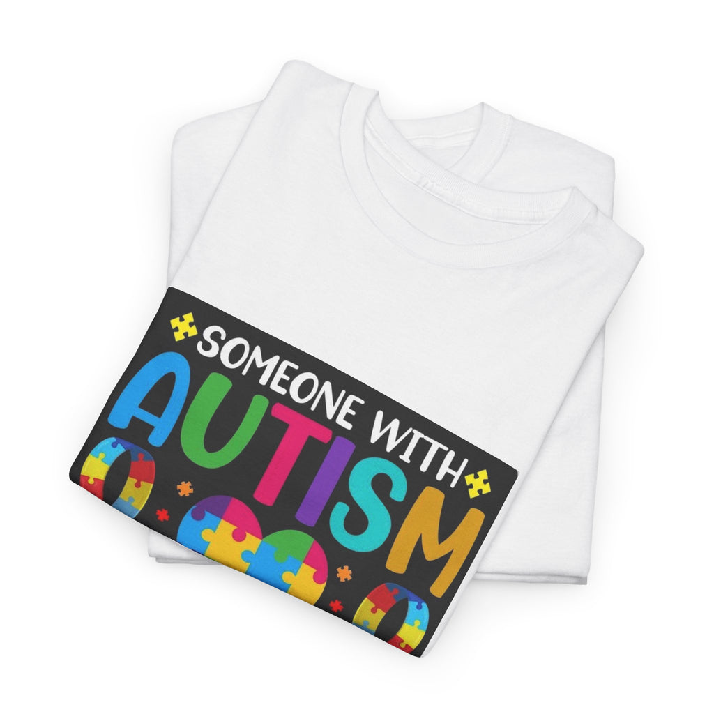 Autism Awareness T-Shirt — “Someone With Autism Lights Up My World” Colorful Puzzle Tee