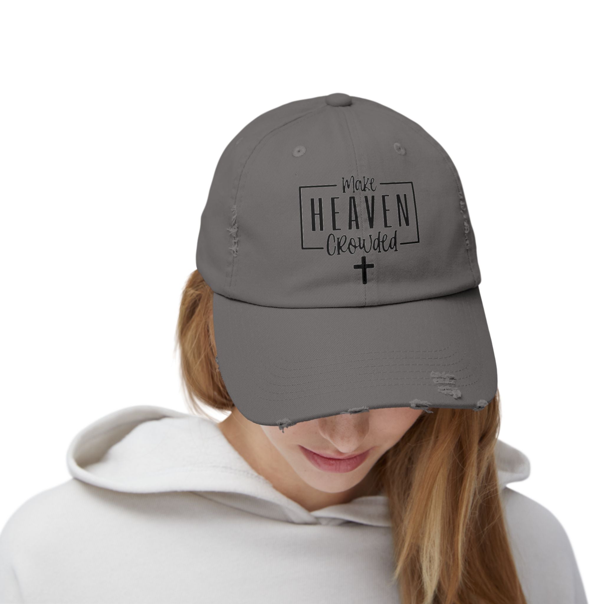 Make Heaven Crowded Distressed Baseball Cap