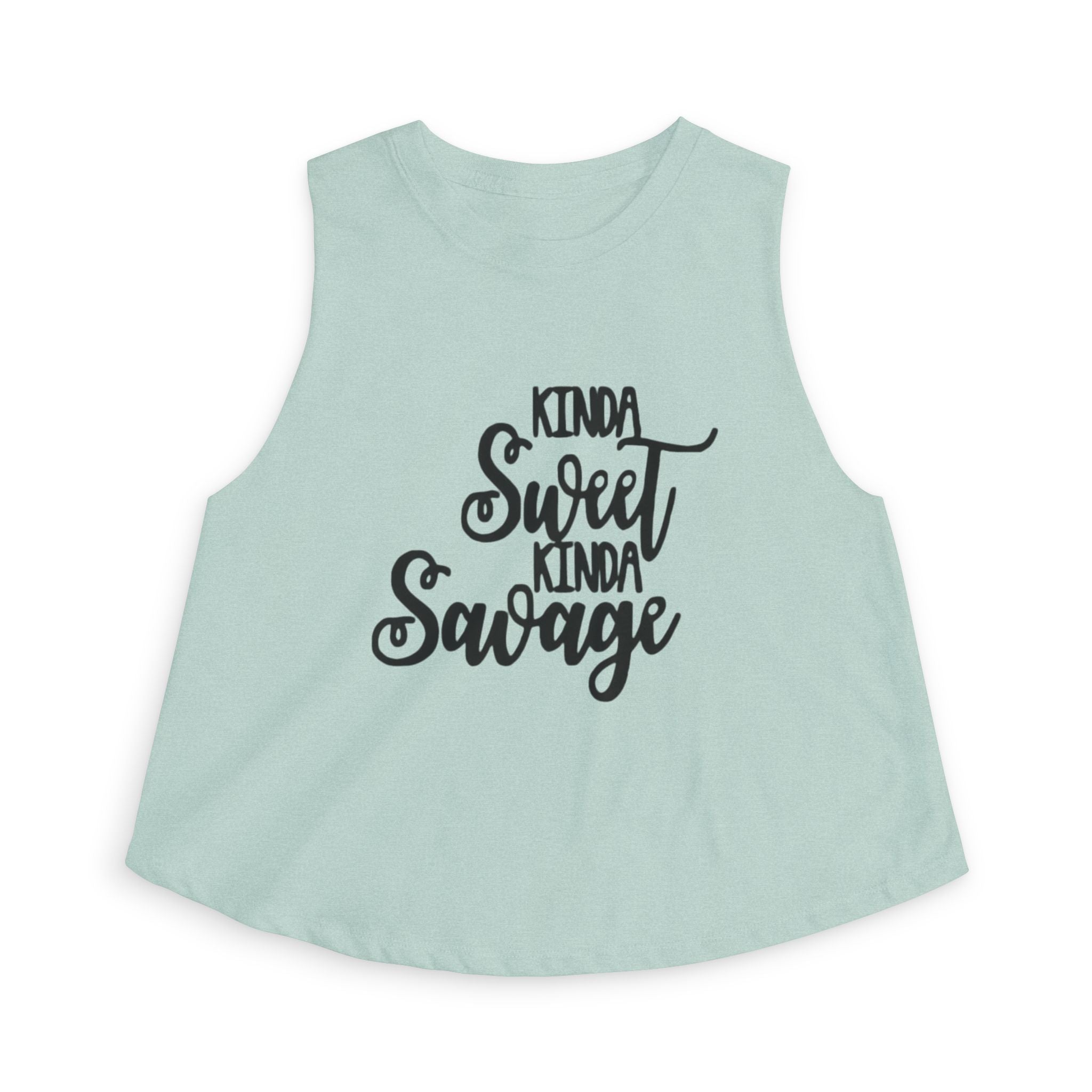 Crop Top — "Kinda Sweet Kinda Savage" Women's Flowy Cropped Tank