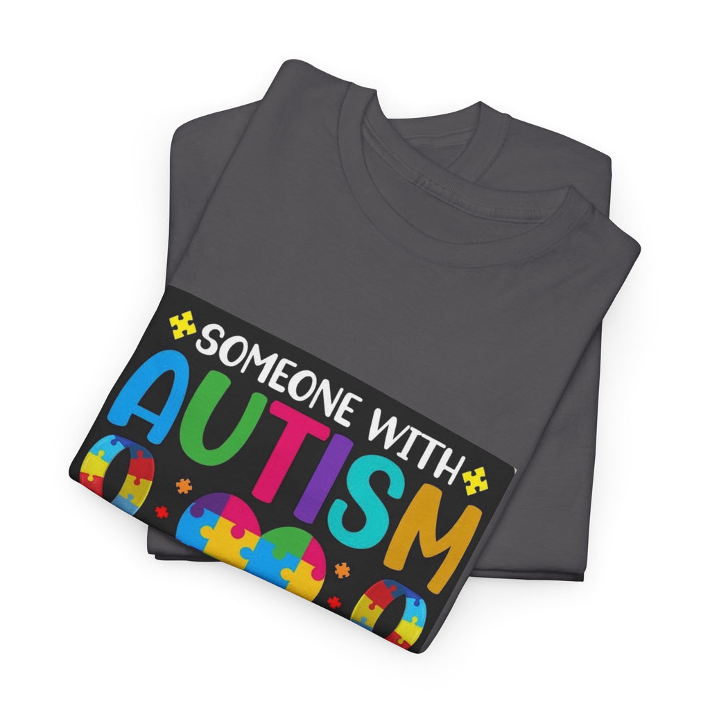 Autism Awareness T-Shirt — “Someone With Autism Lights Up My World” Colorful Puzzle Tee