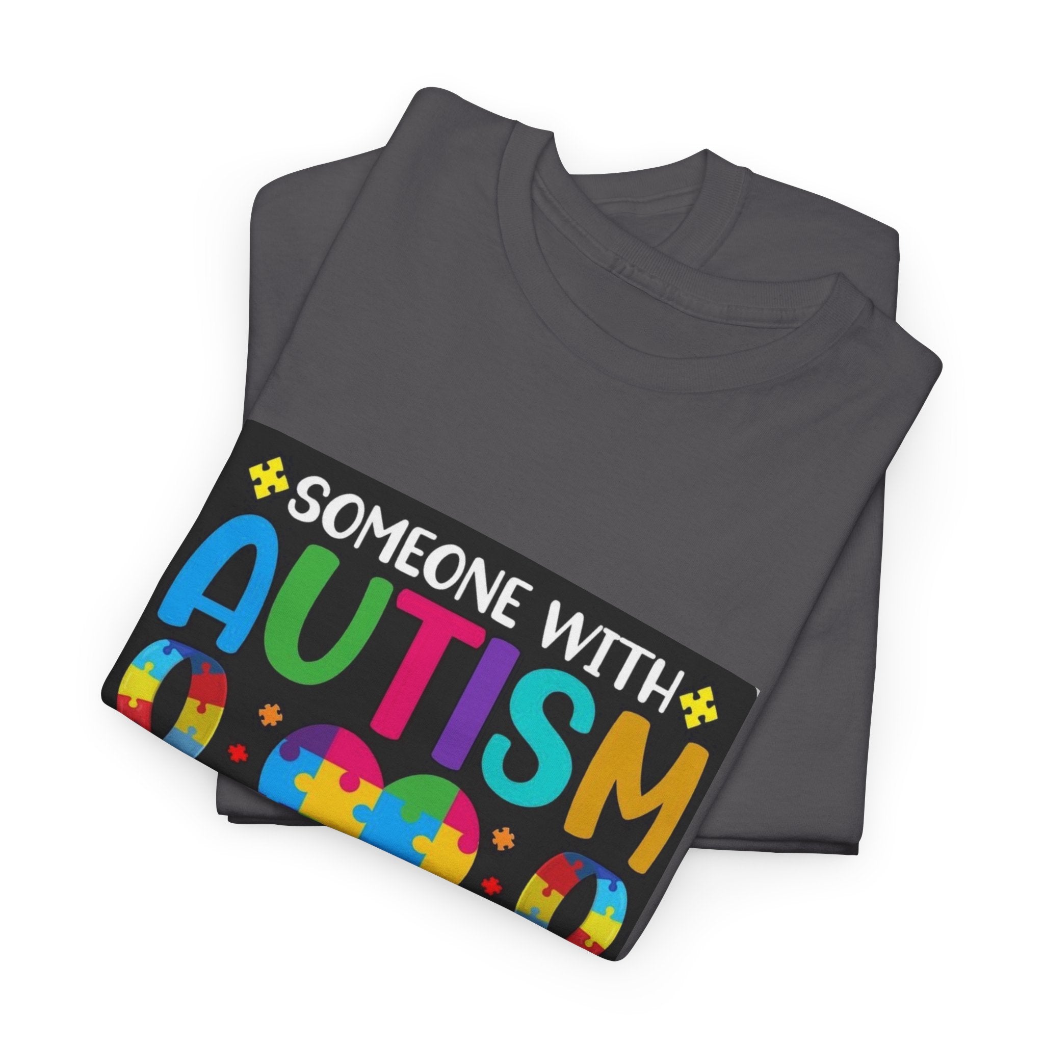 Autism Awareness T-Shirt — “Someone With Autism Lights Up My World” Colorful Puzzle Tee
