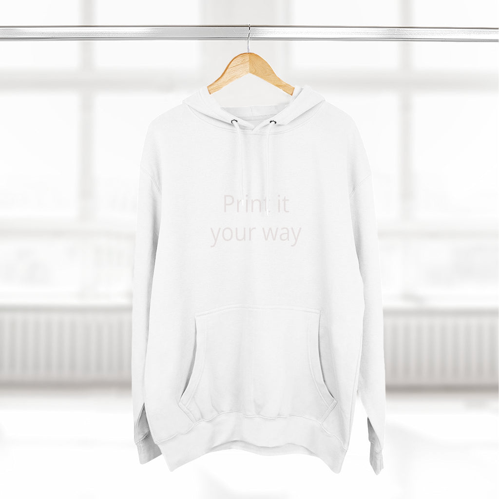 Blank White Hoodie — Customizable Three-Panel Fleece Pullover