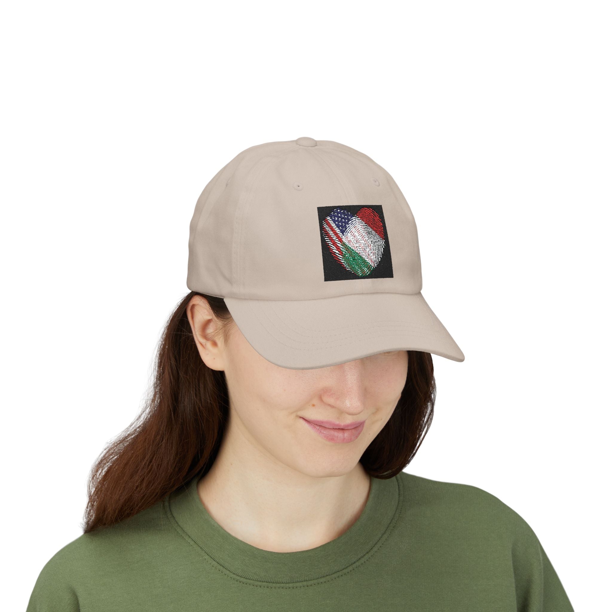 Dad Cap with USA & Italy  Heart Patch – Flag Love Baseball Hat