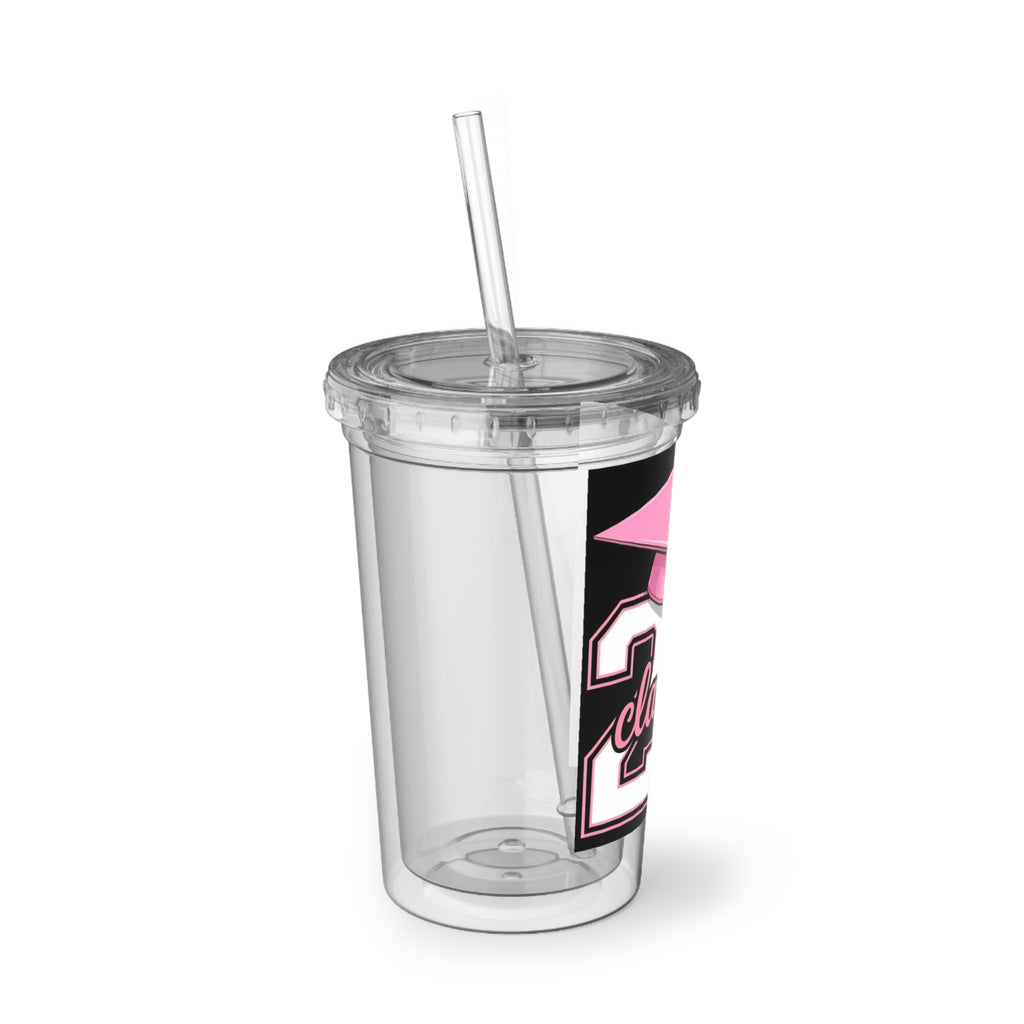Class of 20 Graduation Acrylic Tumbler — Pink Cap & Tassel