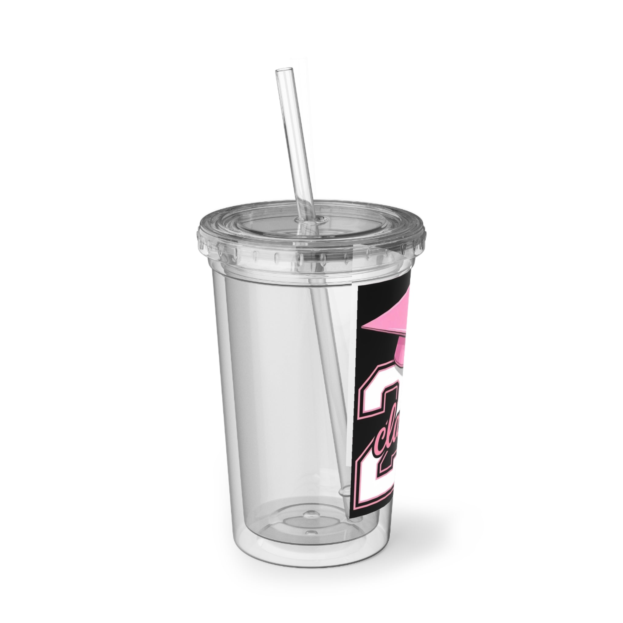 Class of 20 Graduation Acrylic Tumbler — Pink Cap & Tassel