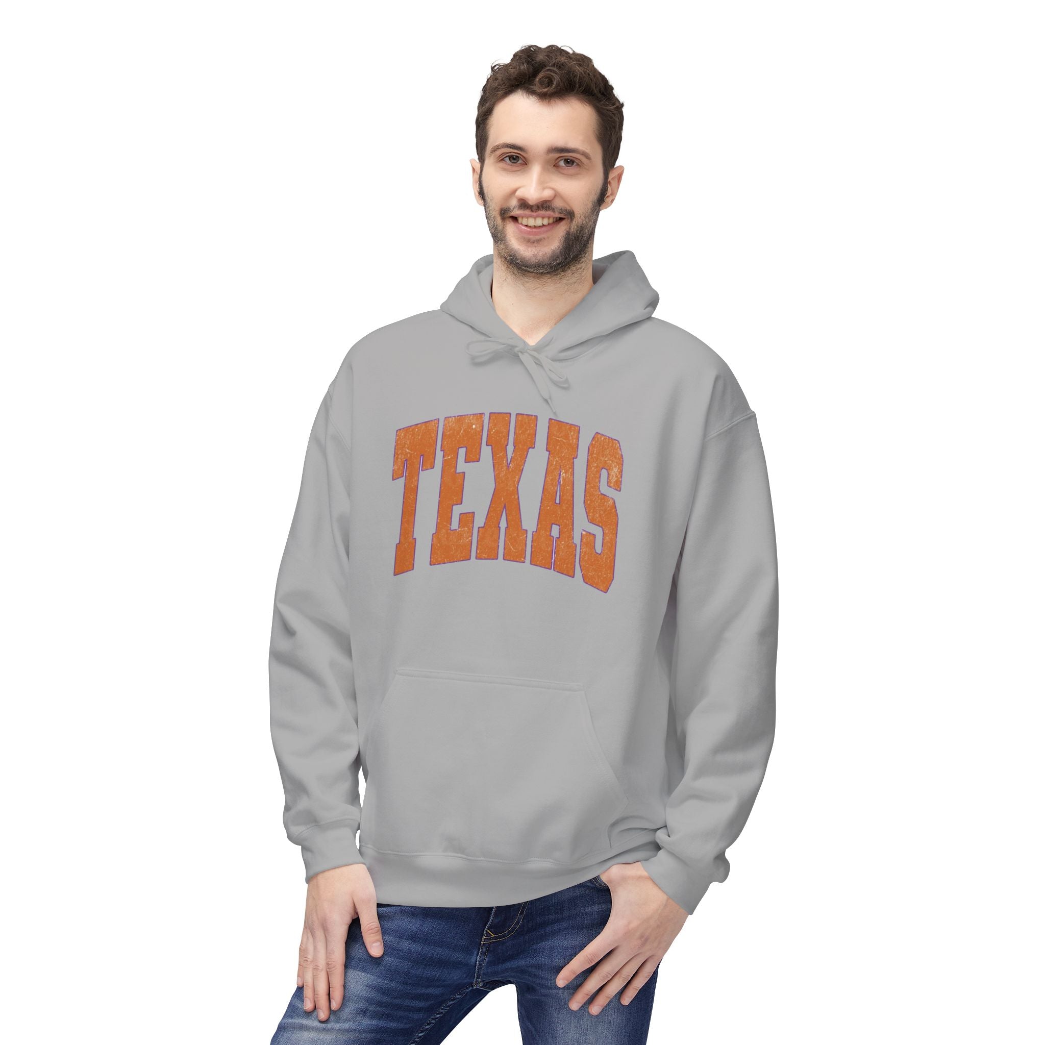 Texas Arch Hoodie — Vintage burnt orange college pullover