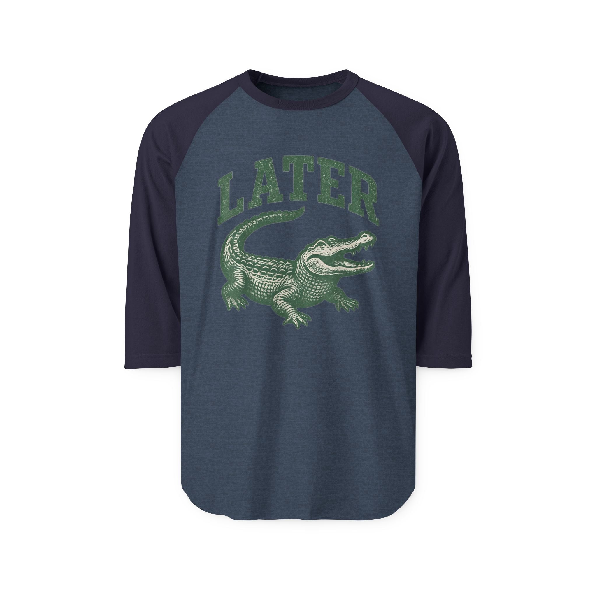 Later Alligator Raglan Shirt — Vintage Crocodile Graphic 3/4 Sleeve